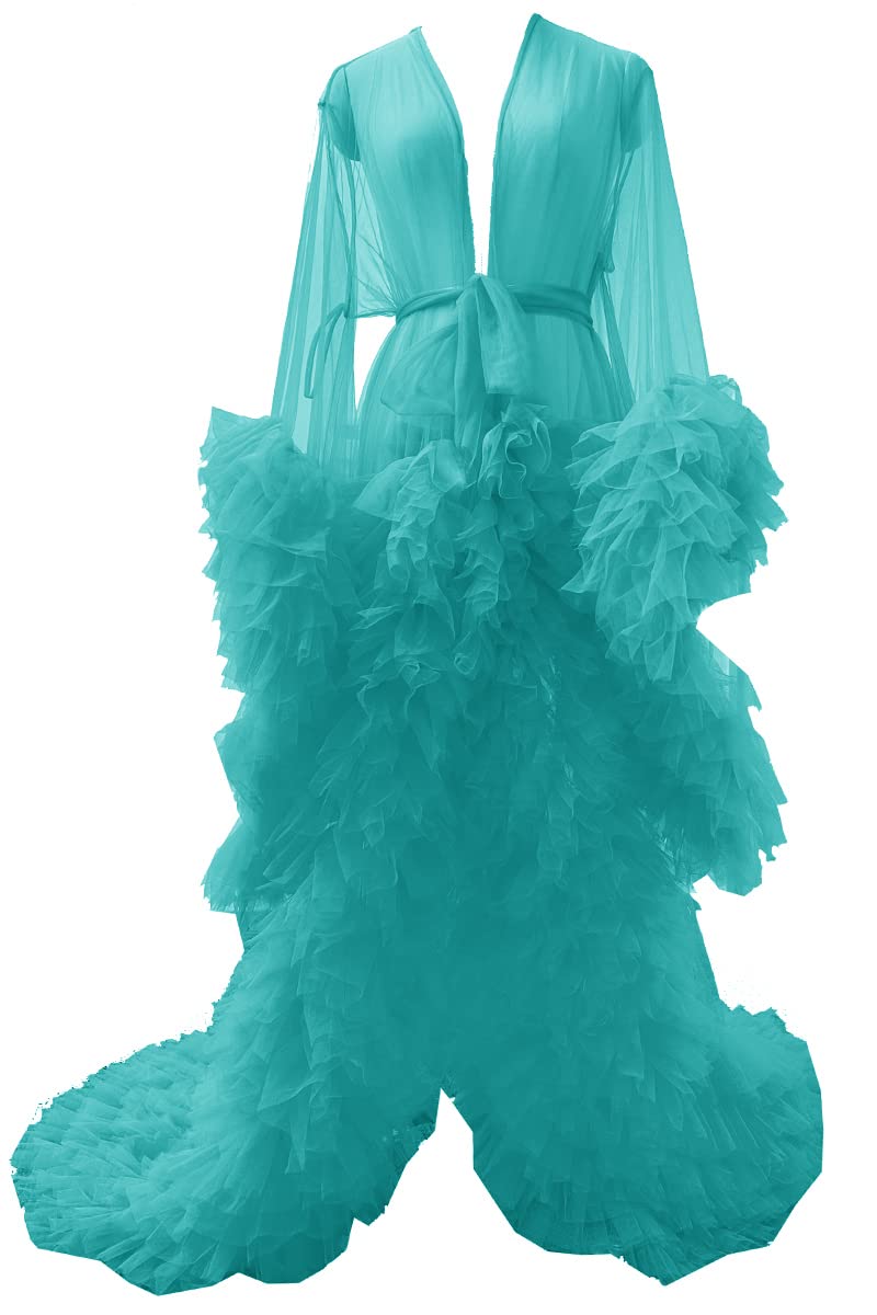Elegant Tulle Maternity Robe for Photoshoots & Maternity Photos - Old Hollywood Style Lingerie Nightgown & Bathrobe for Women - Perfect for Bridal Showers, Boudoir Photography & Special Occasions