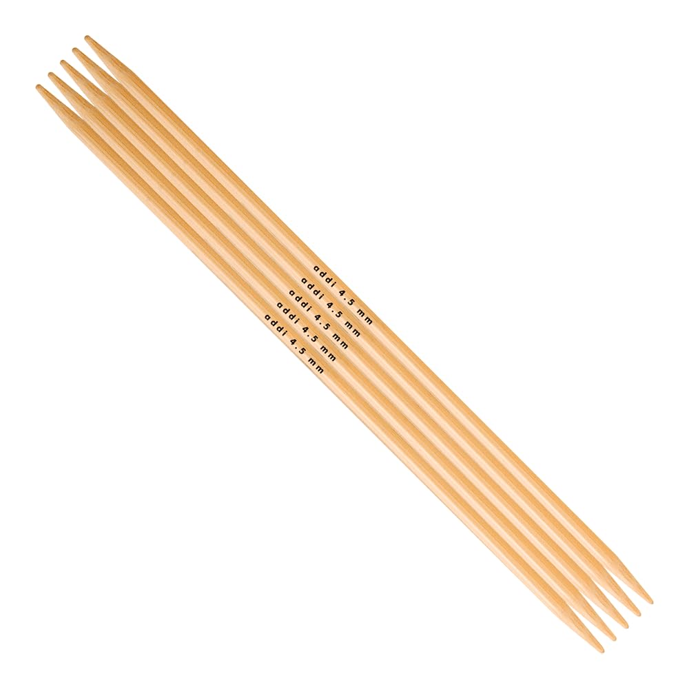 Addi Double Pointed Knitting Needles - 6mm Bamboo DPNs 20cm (8 inches) for Socks, Hats, Mittens & Circular Knitting Projects