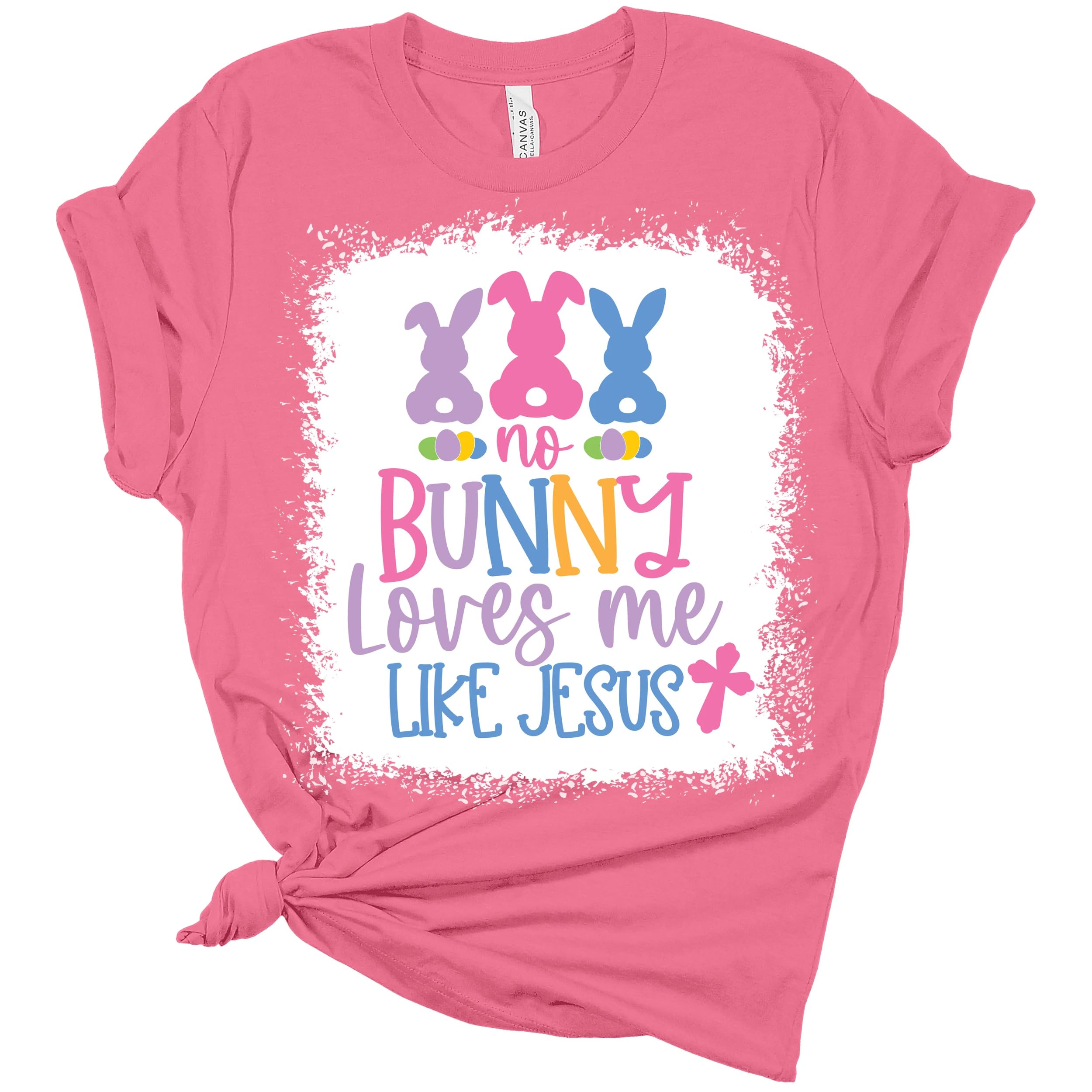Women's Christian Easter T-Shirt - 'No Bunny Loves Me Like Jesus' Cute Graphic Tee for Church, Bible Study & Easter Celebrations