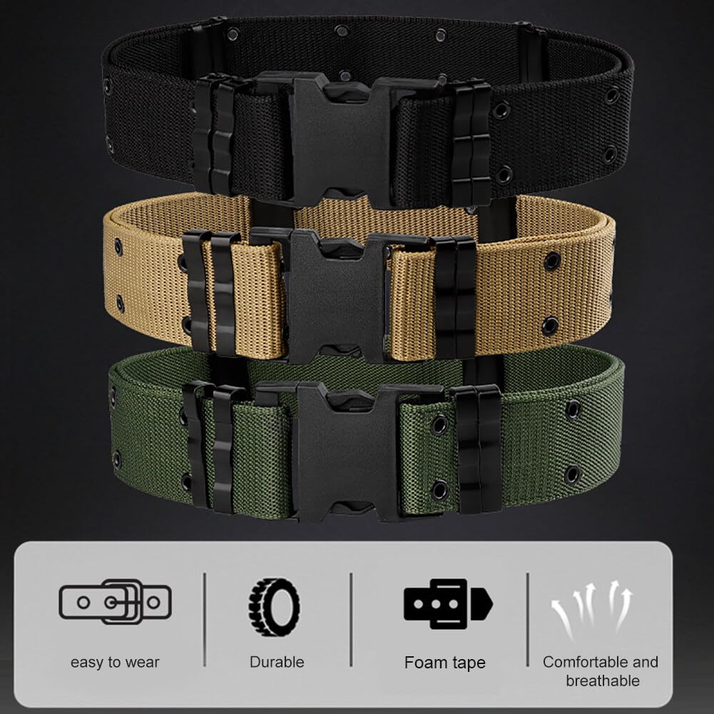Tactical Belt for Men - Military Grade Nylon Canvas Waist Belt with Quick Release Plastic Buckle - Perfect for Outdoor, Hiking, Camping & Tactical Use