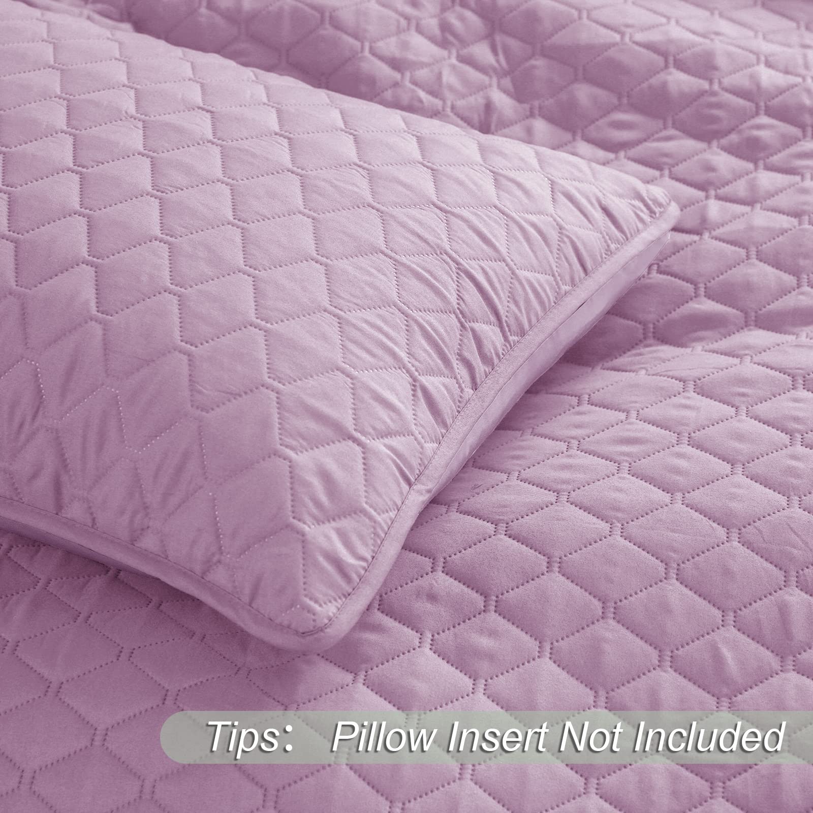Reversible Full Queen Quilt Bedding Set with Pillow Shams - Lightweight All Seasons Soft Bedspread & Coverlet (Lilac, 90
