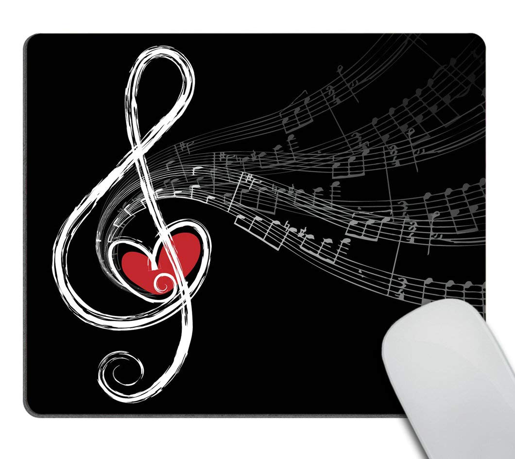 Custom Smooffly Gaming Mouse Pad - Non-Slip Rubber Base with Treble Love & Music Notes Design | Ergonomic Computer Mouse Mat for PC, Laptop, Office & Gaming Setup