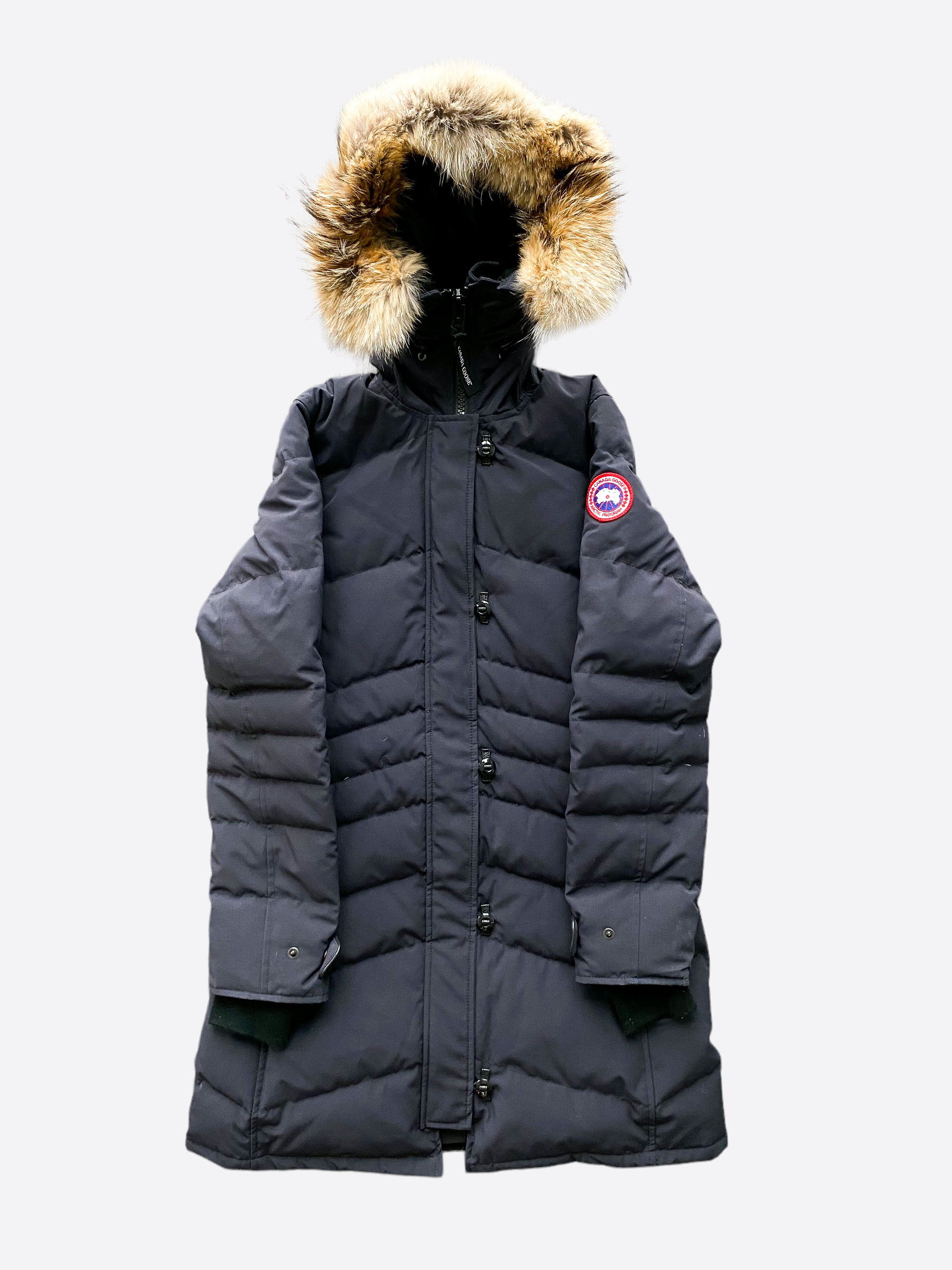 Canada Goose Navy Lorette Women's Winter Jacket - Waterproof Parka with Fur Trim Hood - Warm Coat for Extreme Cold Weather - Perfect for Snowy Days & Outdoor Adventures