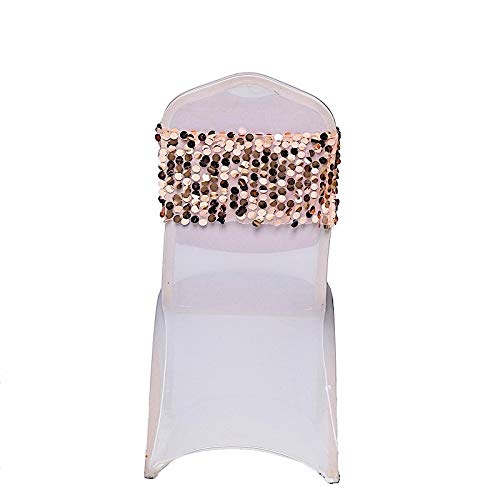 50 Pcs 10-Inch Wide Blush Pink Sequin Chair Sashes for Wedding, Party, Dining & Reception Decor - Elegant Table Runner & Home Decoration Supplies