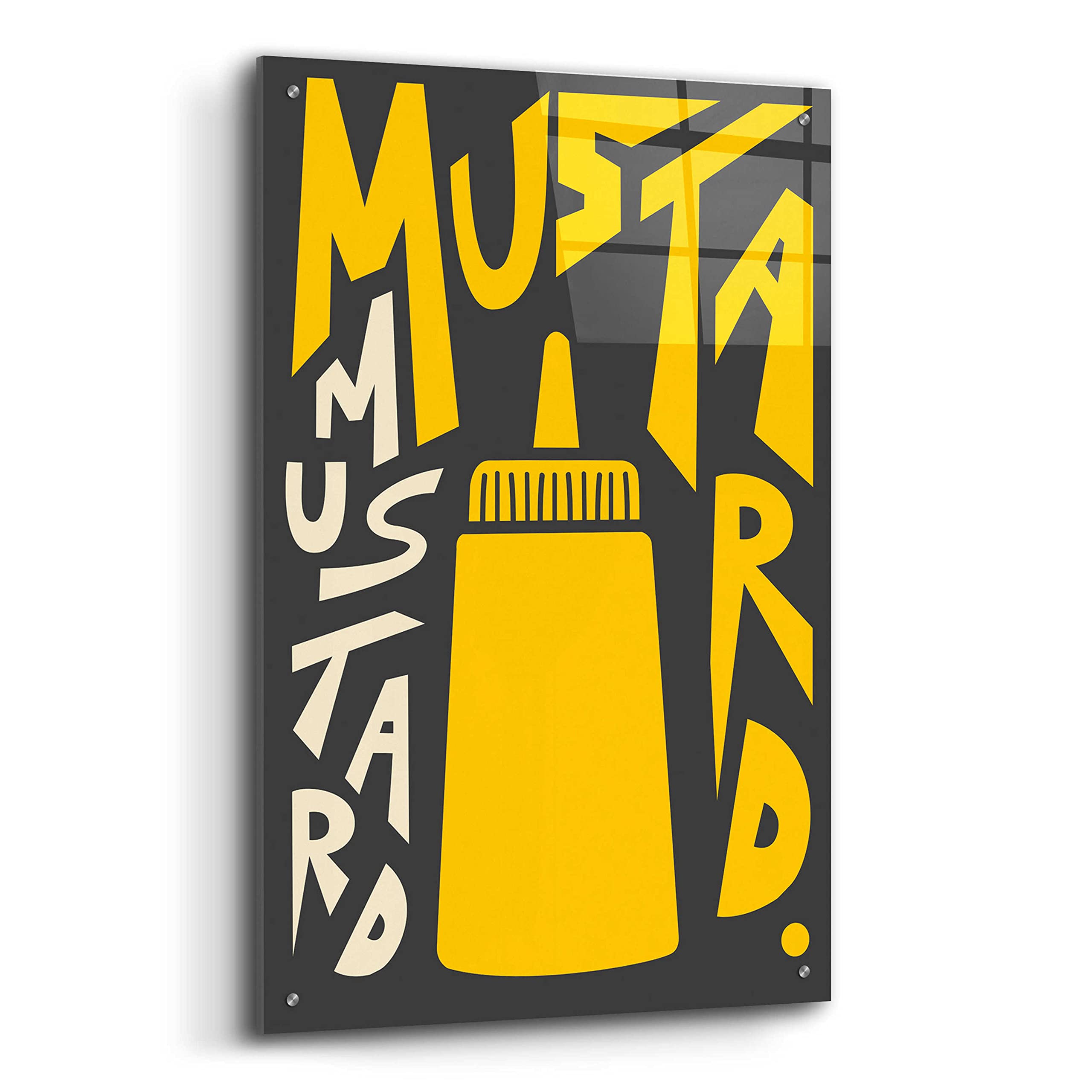 Epic Art 'Kitchen Mustard' by Ayse - 24x36 Inch Modern Acrylic Glass Wall Painting - Vibrant Home Decor for Kitchen, Dining Room & Living Room