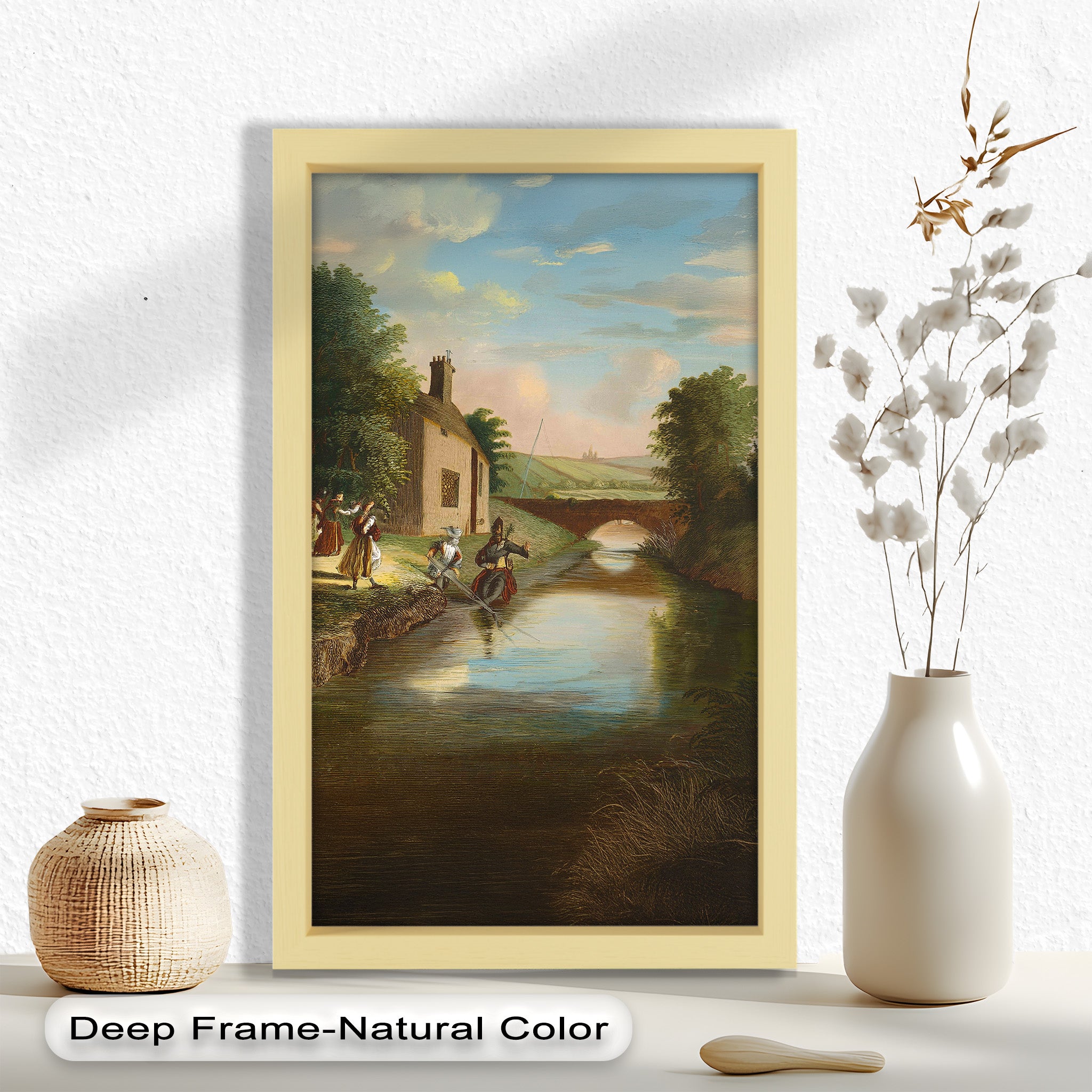Romantic English Countryside Historic Oil Painting - A Day by the River - Perfect for Home Decor, Living Room Wall Art & Gift Ideas