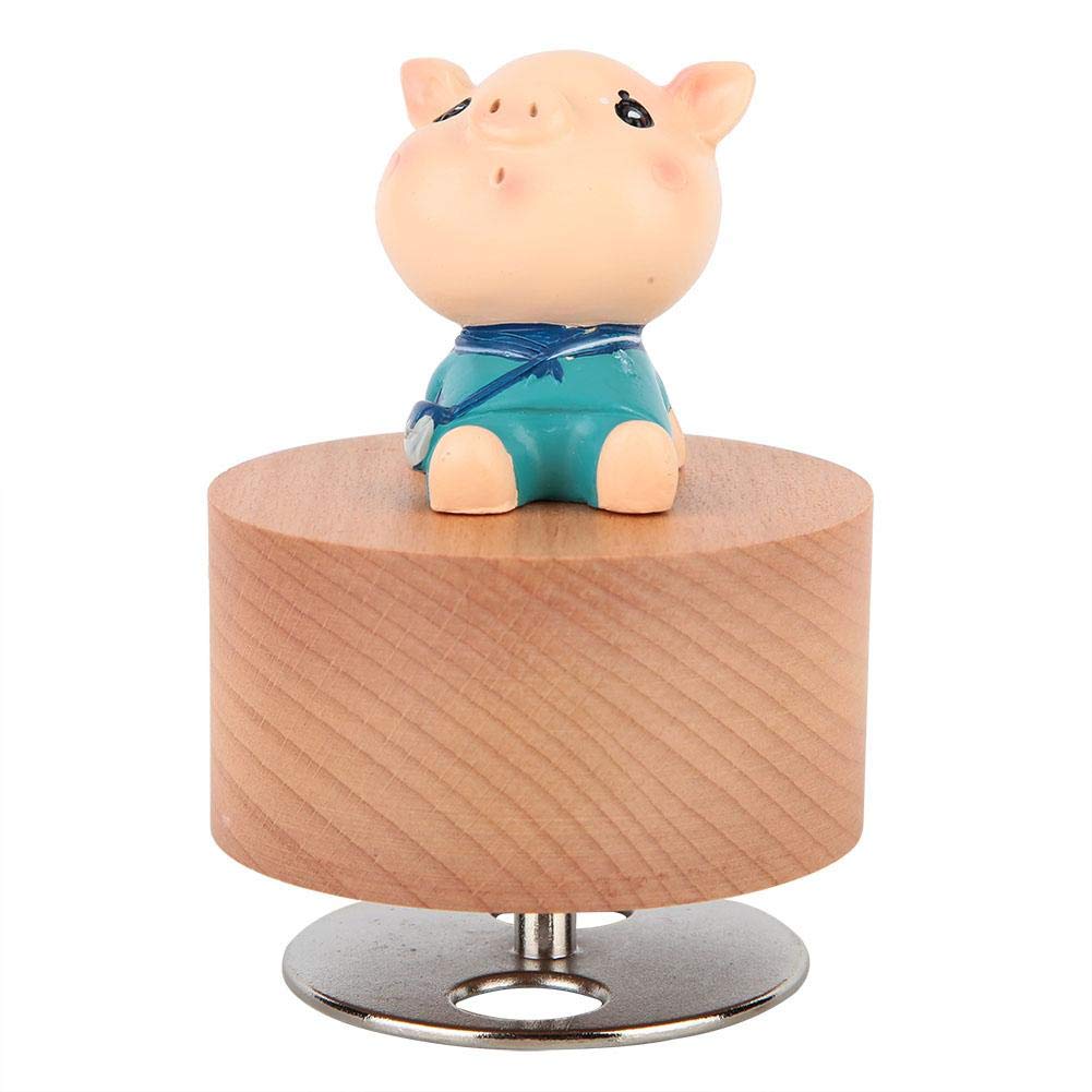 Hand Crank Music Box - Wooden Cartoon Animal Musical Gift Box for Weddings, Valentine's Day, Christmas & Birthdays (Pig Design) | Perfect for Romantic Proposals, Anniversary Surprises & Children's Bedtime Melodies