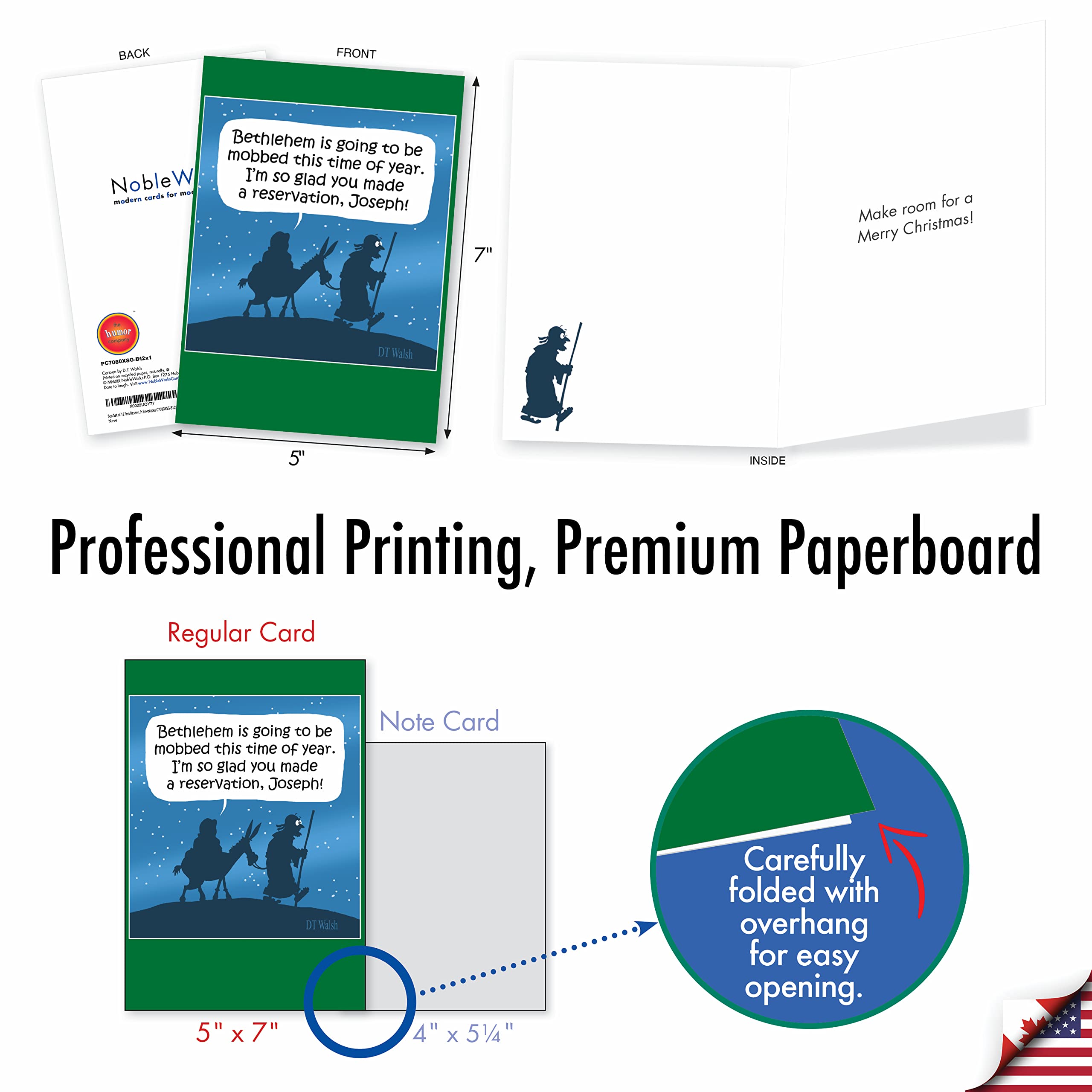 NobleWorks 12-Pack Funny Christmas Greeting Cards with Envelopes - Holiday Humor Cards for Men & Women - Perfect for Office Parties, Family Gatherings & Holiday Mailings (1 Design, 12 Cards) - Inn Reservation C7080XSG-B12x1