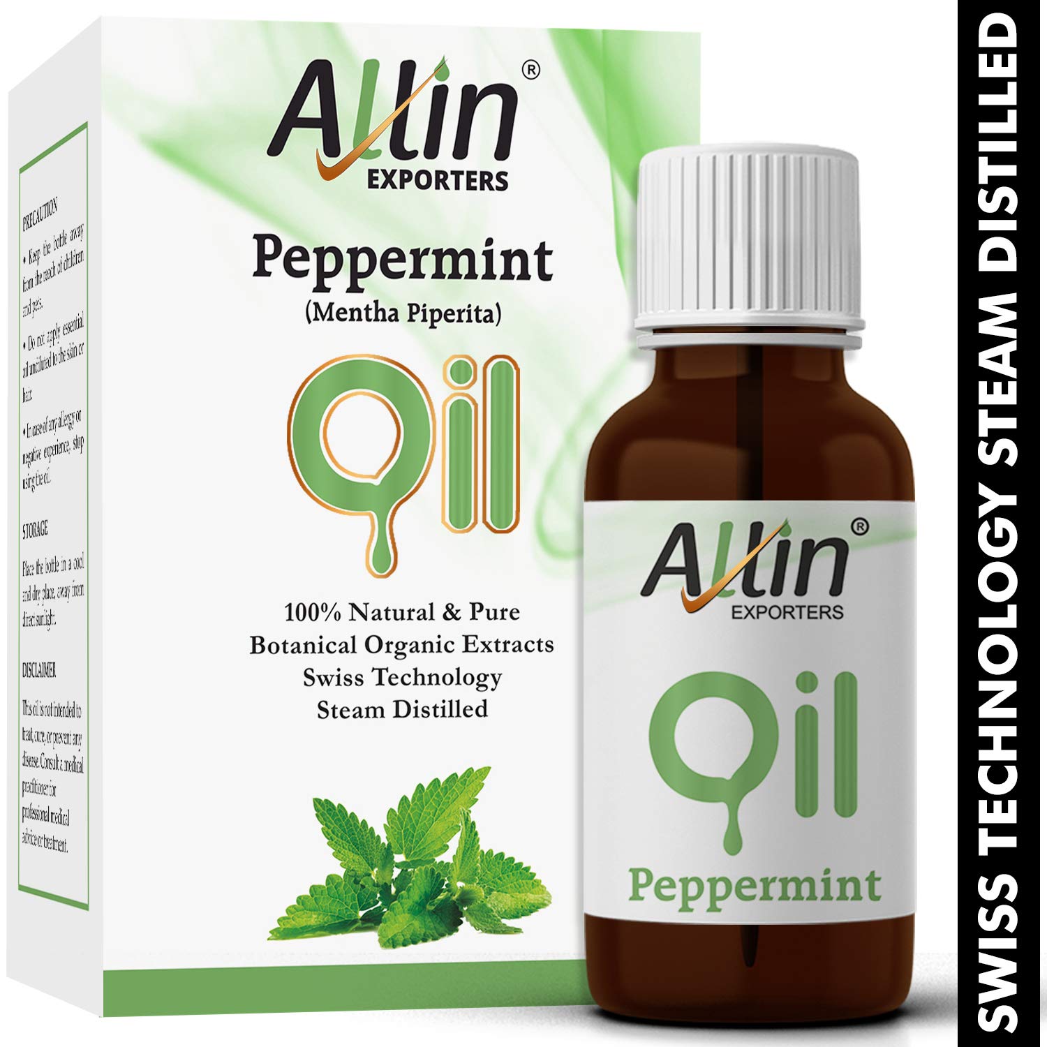 Allin Exporters 100% Pure Peppermint Essential Oil - 15ml Therapeutic Grade for Aromatherapy, Skin Care & Home Fragrance | Eliminates Odors, Relieves Stress | Perfect for Diffusers, Massage & DIY Beauty Products