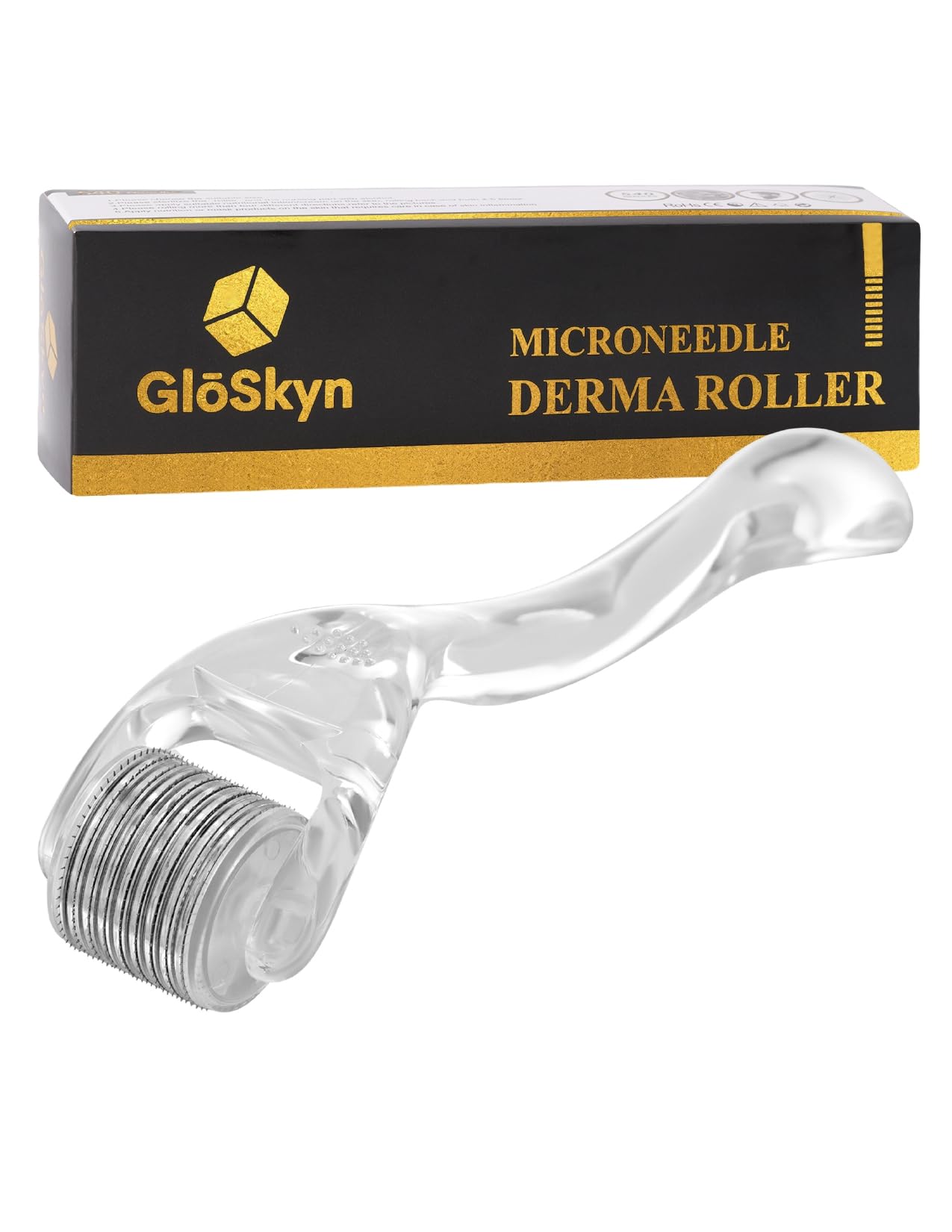 GlSkyn Derma Roller for Face, Scalp & Beard - 0.25mm Microneedling Roller with 540 Titanium Needles for Skin Rejuvenation, Hair Growth & Beard Care - Perfect for At-Home Skincare Routine & Beauty Treatments