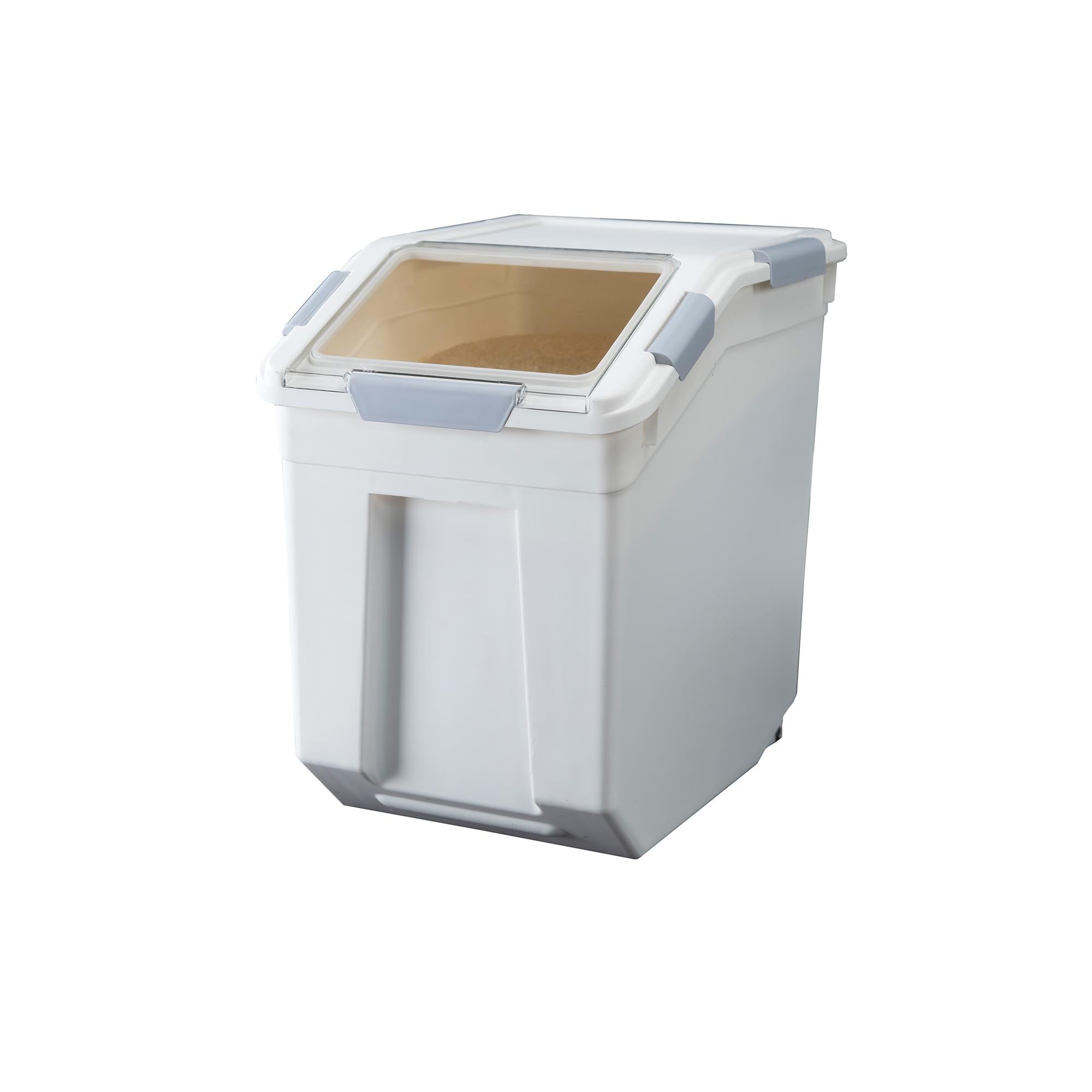 HANAMYA 15 Liter / 30 lbs Airtight Rice Storage Container with Measuring Cup - BPA Free Food Grade Plastic for Rice, Grains, Pet Food & Flour - Perfect for Kitchen Pantry Organization & Bulk Food Storage (1 Count, White)