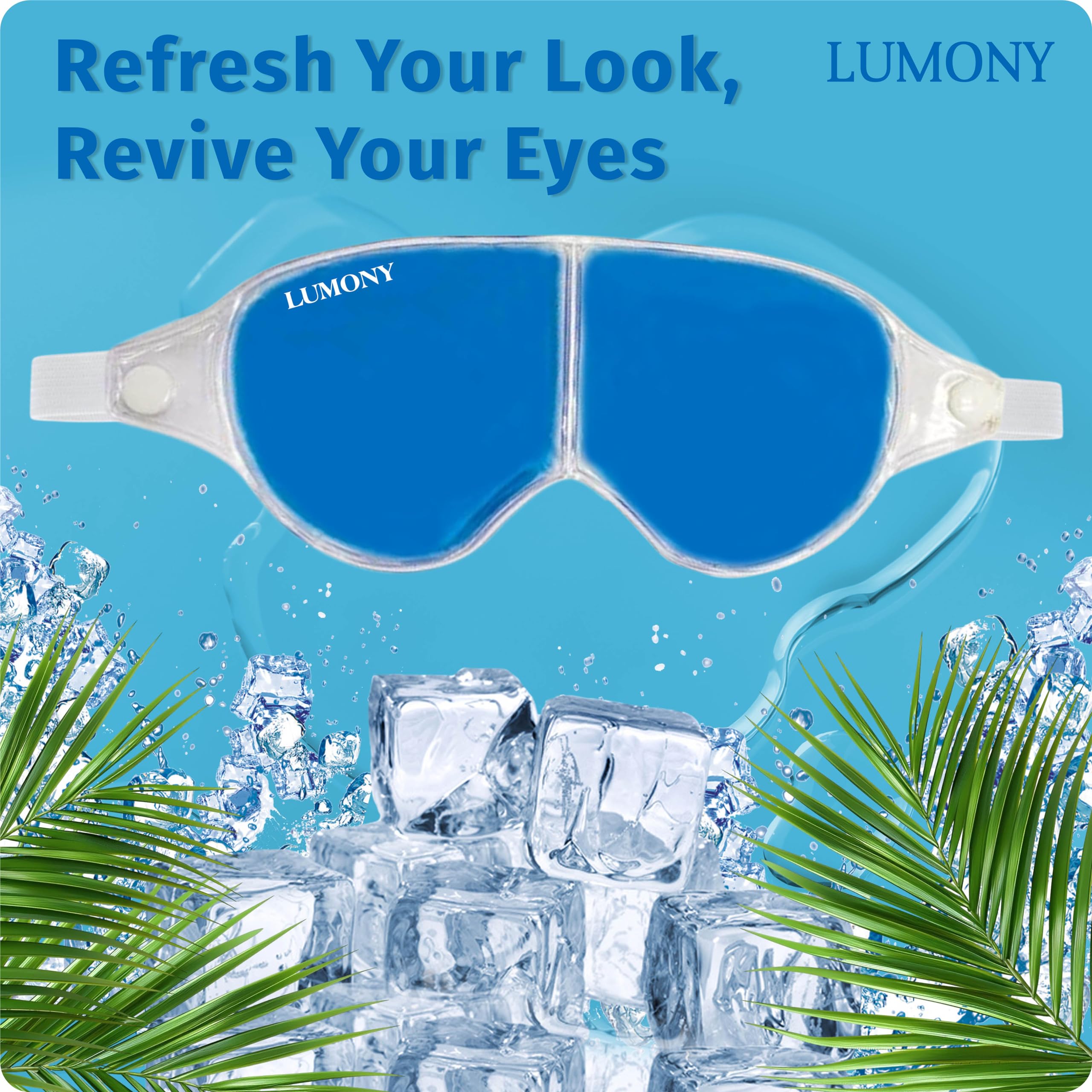 LUMONY® Cooling Gel Eye Mask for Dark Circles, Puffy Eyes & Dry Eyes Relief - Reusable Eye Patches for Pain, Redness & Relaxation - Sleep Mask for Women & Men (Blue) - Perfect for Travel, Work & Home Use
