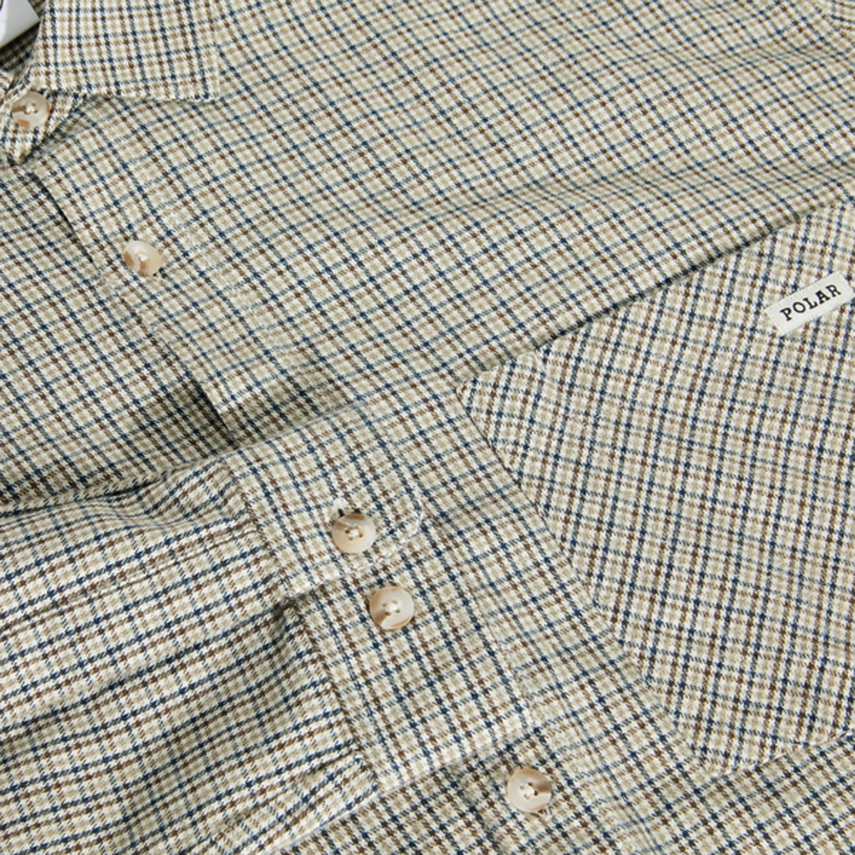 Polar Mitchell LS Button Up Shirt for Men - Classic Creme Check Plaid Flannel Shirt - Casual & Business Wear for Outdoor Activities and Office