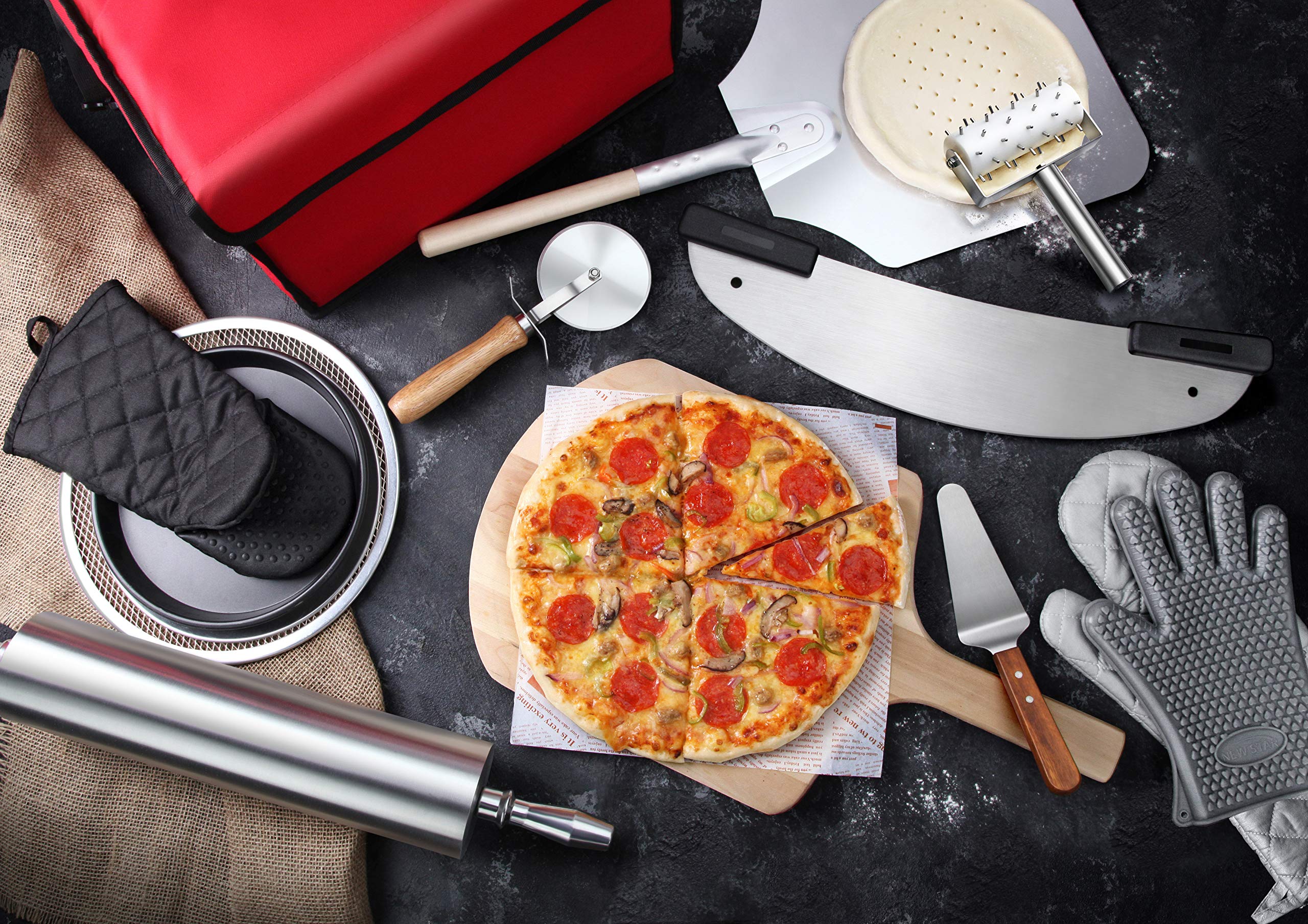 Commercial Grade Aluminum Pizza Trays 16 Inch - Pack of 6 | Heavy Duty Wide Rim Baking Pans for Restaurant, Catering & Home Use | Durable & Rust-Proof for Oven, Freezer & Serving