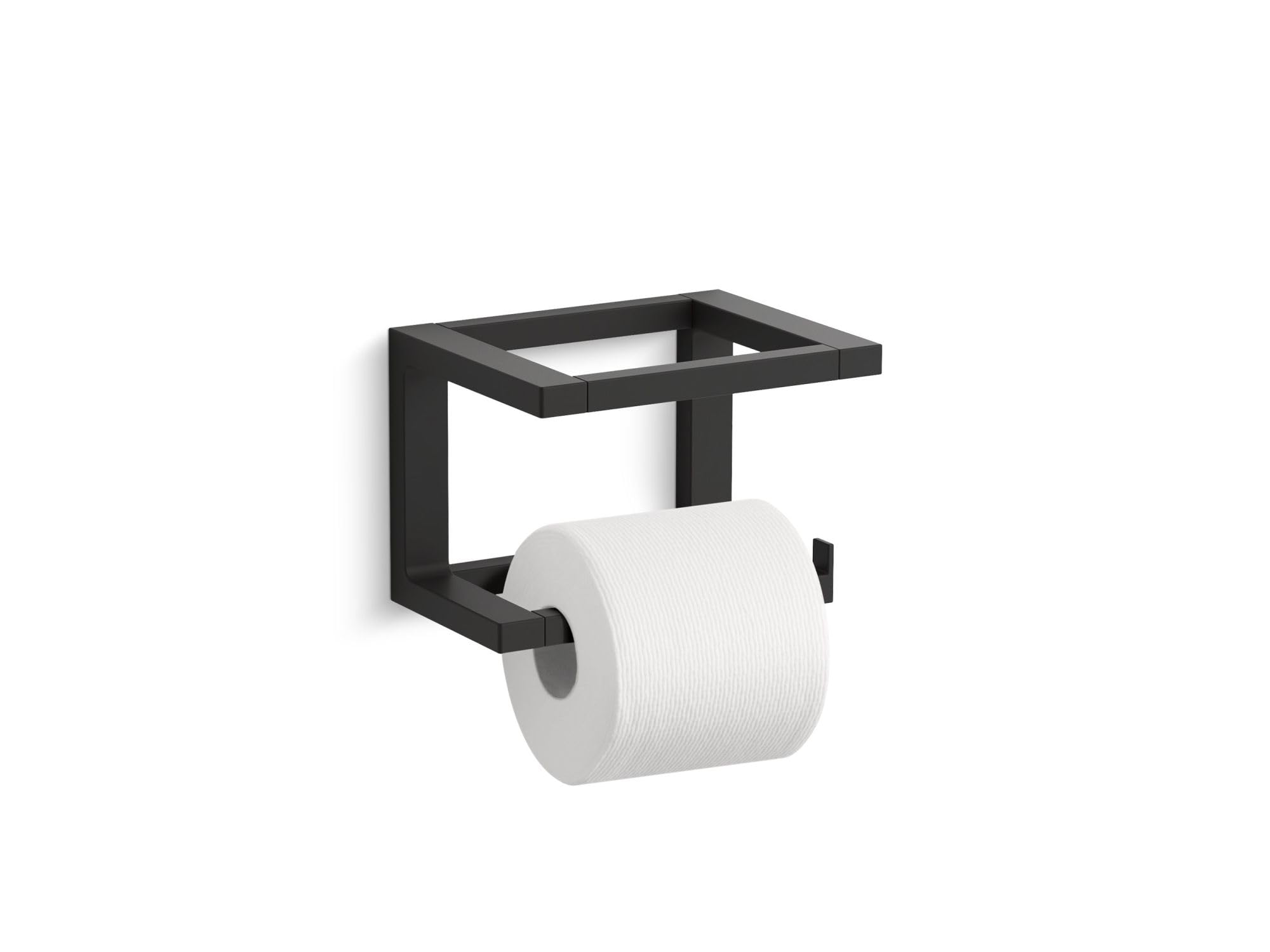 KOHLER Draft Pivoting Toilet Paper Holder - Matte Black Bathroom Accessory for Modern Homes | Durable & Stylish TP Roll Dispenser for Powder Rooms & Guest Baths