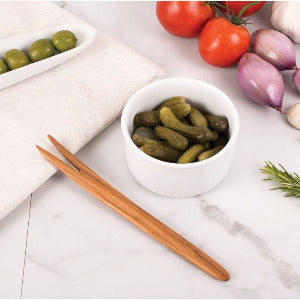 Eddingtons Italian Olive Wood Pickle Fork - 8 Inch Natural Wooden Appetizer Fork for Cheese, Charcuterie & Pickles - Perfect for Charcuterie Boards, Dinner Parties & Gourmet Snacking