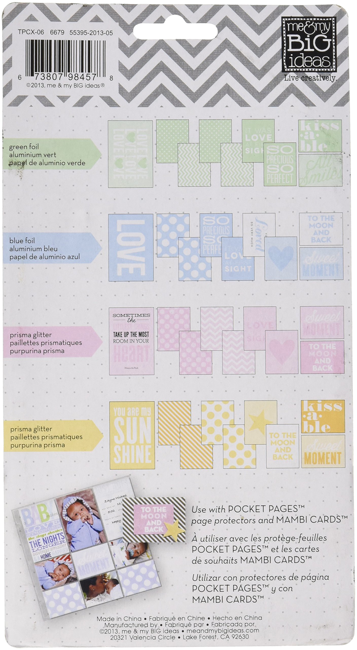 me & my BIG ideas Pocket Pages Pocket Card - To The Moon and Back | Scrapbooking Journal Cards for Memory Keeping & Planner Decorations