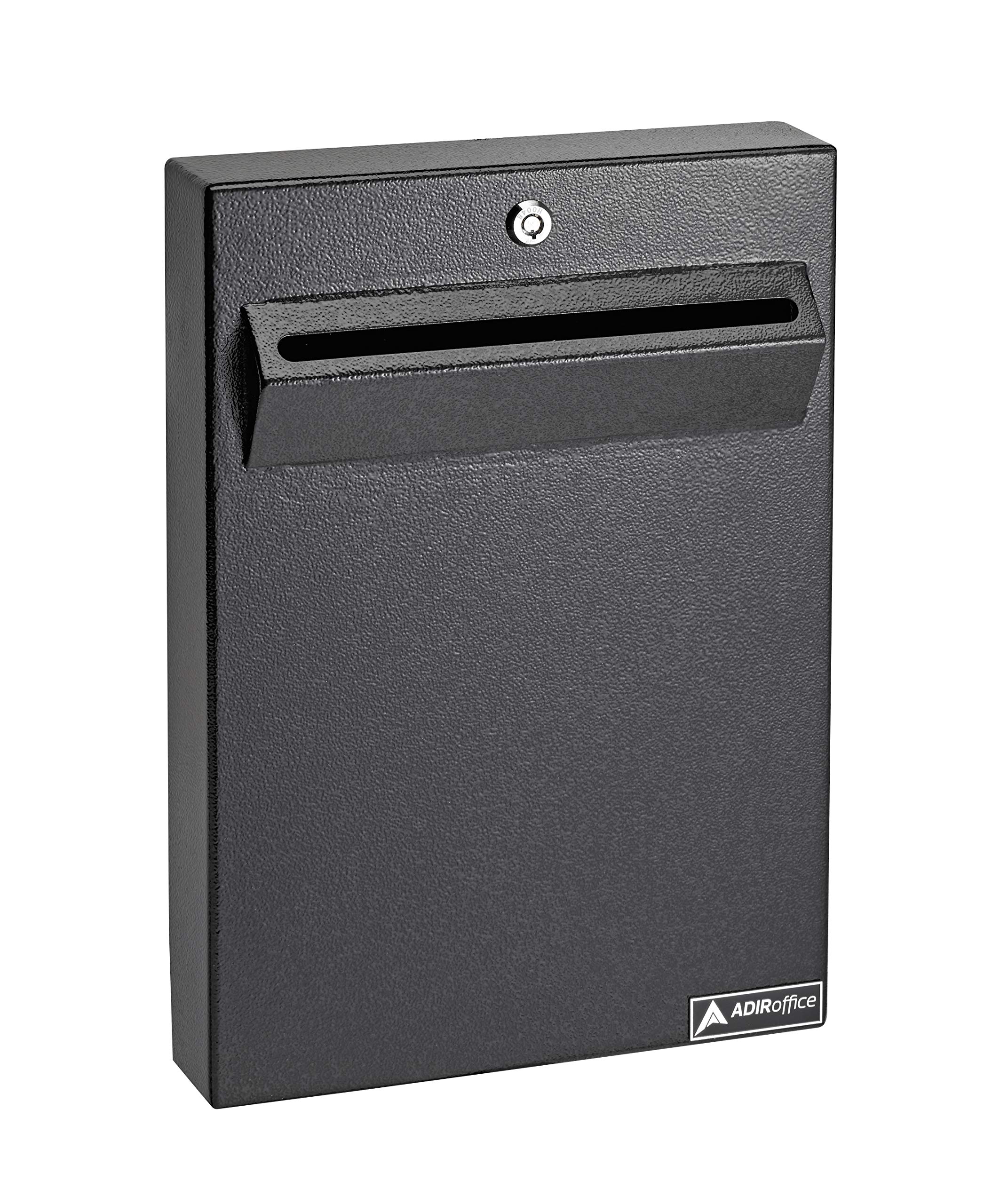 Heavy Duty Wall Mount Drop Box with Lock - Secure Storage for Office, Home & Business - Black - Ideal for Mail, Documents, Keys & Valuables Organization