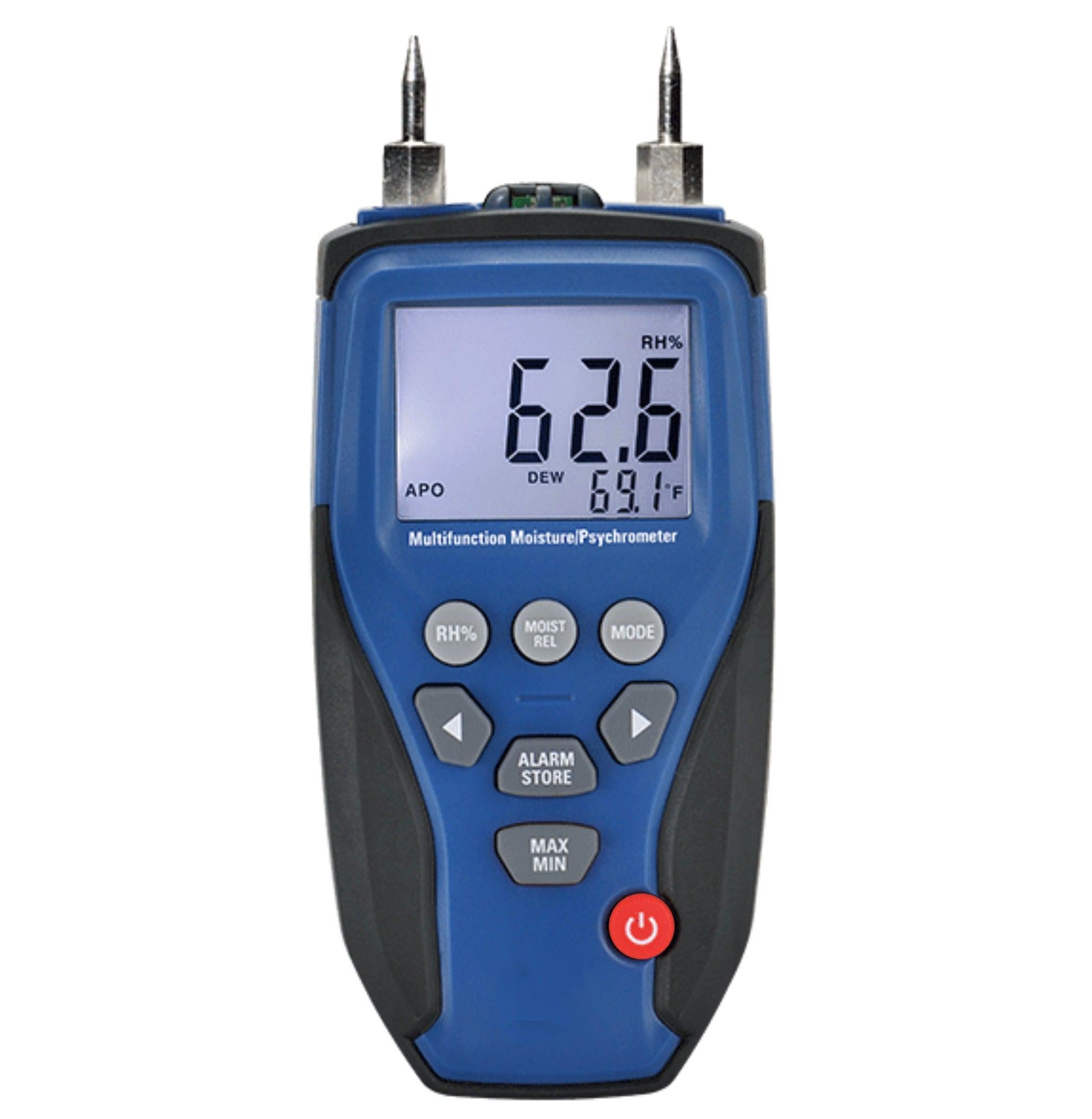 Digital Moisture Meter with Psychrometer - 3-in-1 Humidity/Temperature/Dew Point Tester for Wood, Concrete, Walls - Perfect for Home Inspection, HVAC, and Construction Projects
