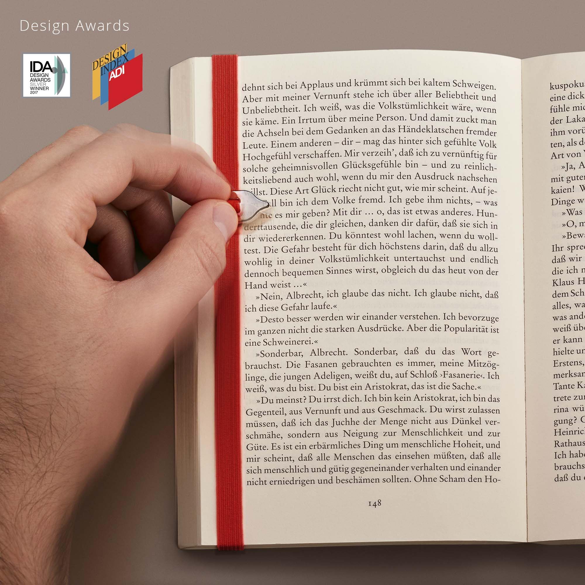 Elastic Bookmark for Books - Durable & Stylish Page Holder for Women, Men & Kids - Italian Design - Never Lose Your Place - Perfect for Reading, Gifts & Travel (Red)