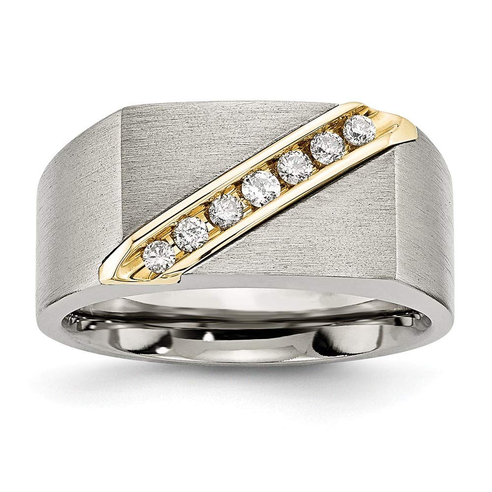 14K Titanium Brushed 1/5 Carat TW Diamond Ring - Size 13 Women's Jewelry Gift for Anniversary, Engagement & Special Occasions