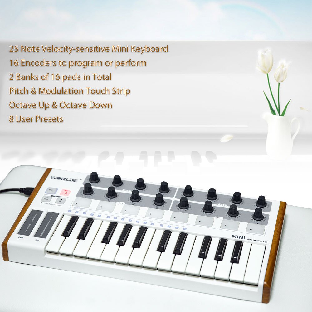 Ultra-Portable 25-Key USB MIDI Controller - Compact Drum Pad & Keyboard for Music Production, Live Performance & Studio Recording | Perfect for DJs, Producers & Musicians On-The-Go