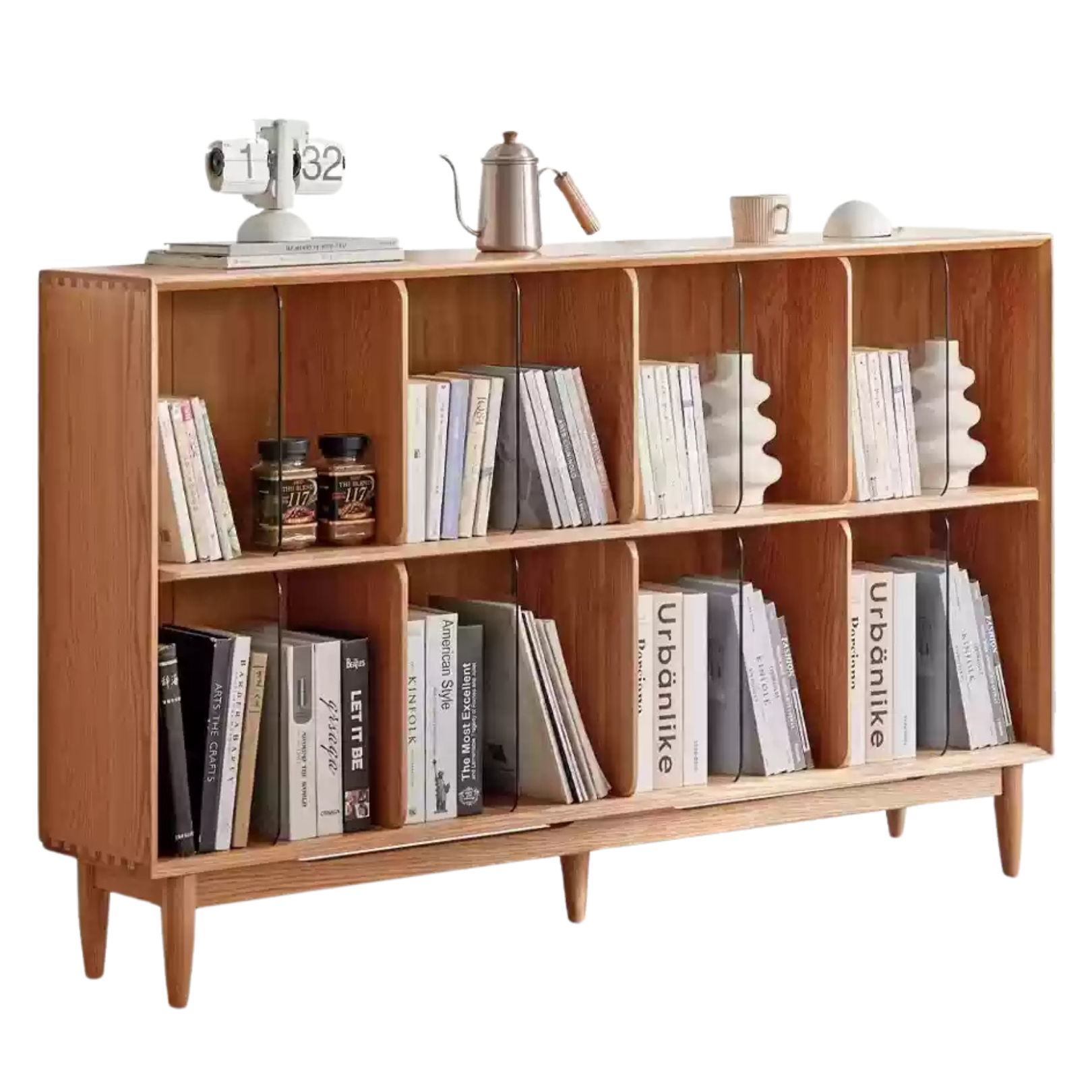 59x11.8x36.6 inch / 150x30x93cm /Natural Wood Color / bookcase
