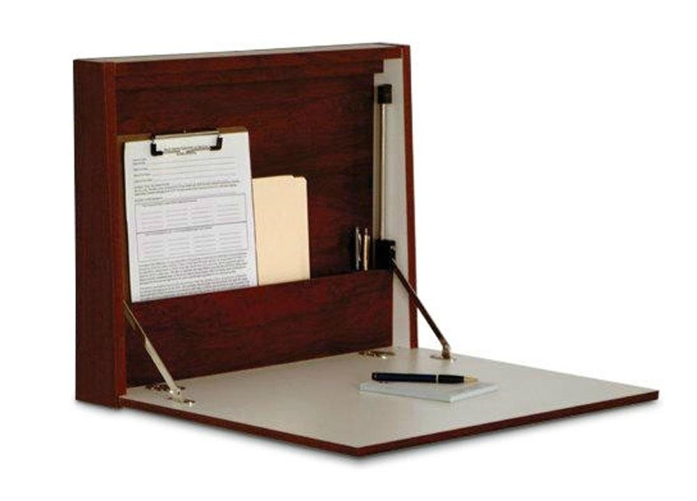 Premium Mahogany Wooden Mallet Wall Desk & Laptop Workstation - Space-Saving Home Office Solution for Small Rooms & Apartments
