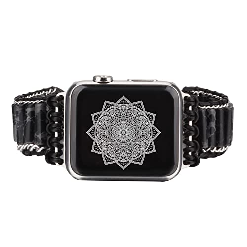 EverSnows Handmade Boho Natural Stone Bracelet Band Compatible with Apple Watch 38mm 40mm 41mm 42mm 44mm 45mm 49mm & Ultra - Stylish Replacement for iWatch SE/SE2/Series 8/7/6/5/4/3/2/1 - Perfect for Women & Men - Ideal for Casual Wear, Office & Boho Fashion Accessories