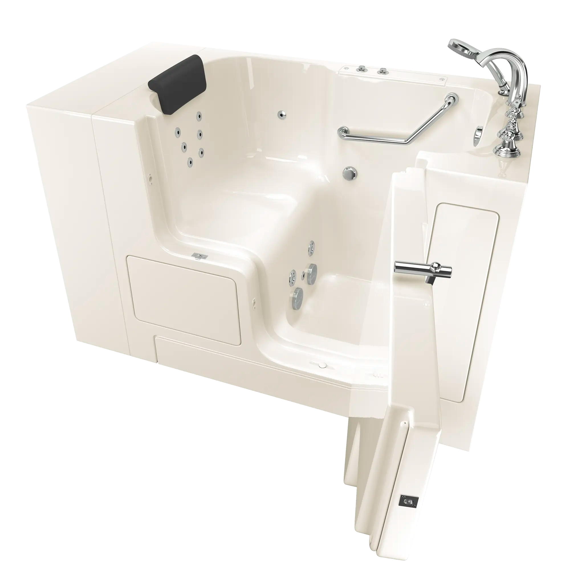 Premium 32 x 52 Inch Gelcoat Walk-In Bathtub with Whirlpool System - Right Hand Drain & Faucet - Ideal for Elderly & Mobility Support - Spa Relaxation at Home