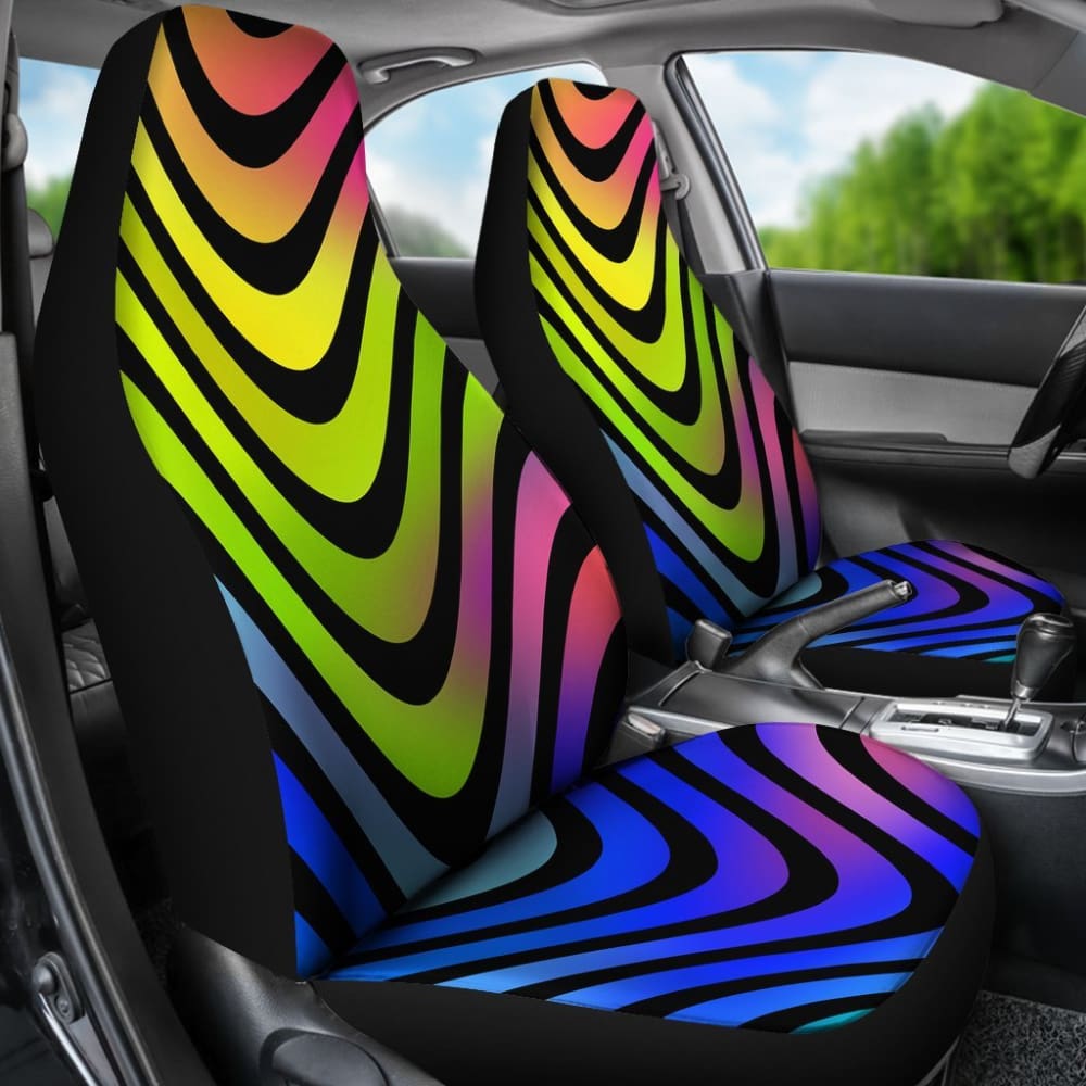 Stylish Abstract Rainbow Car Seat Covers - Universal Fit for Cars, Trucks & SUVs - Waterproof & Non-Slip Protection - Perfect for Daily Commutes, Road Trips & Family Travel