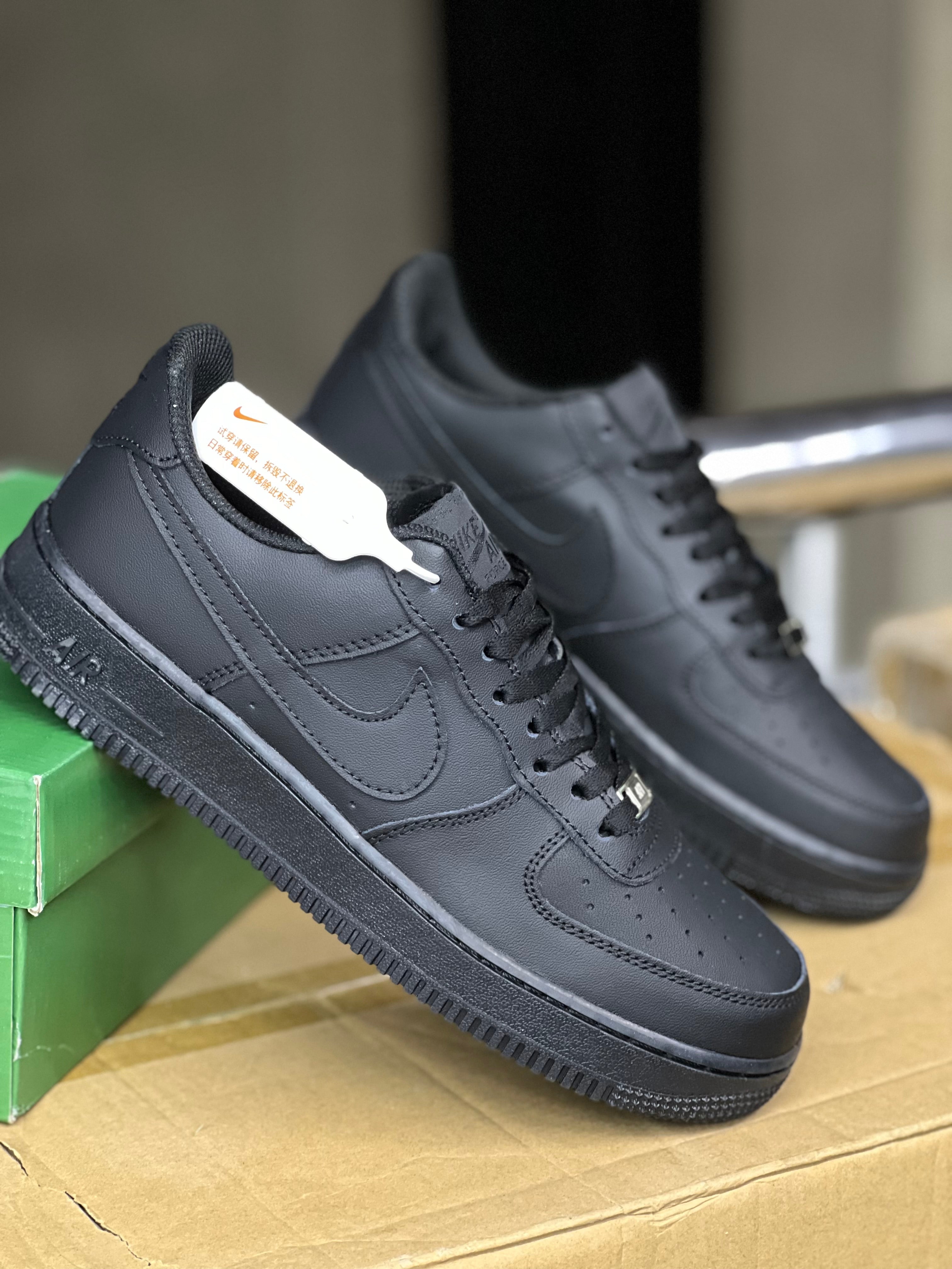 Nike Air Force 1 Low Sneakers for Men - Black Double Sole Basketball Shoes for Casual Wear & Street Style