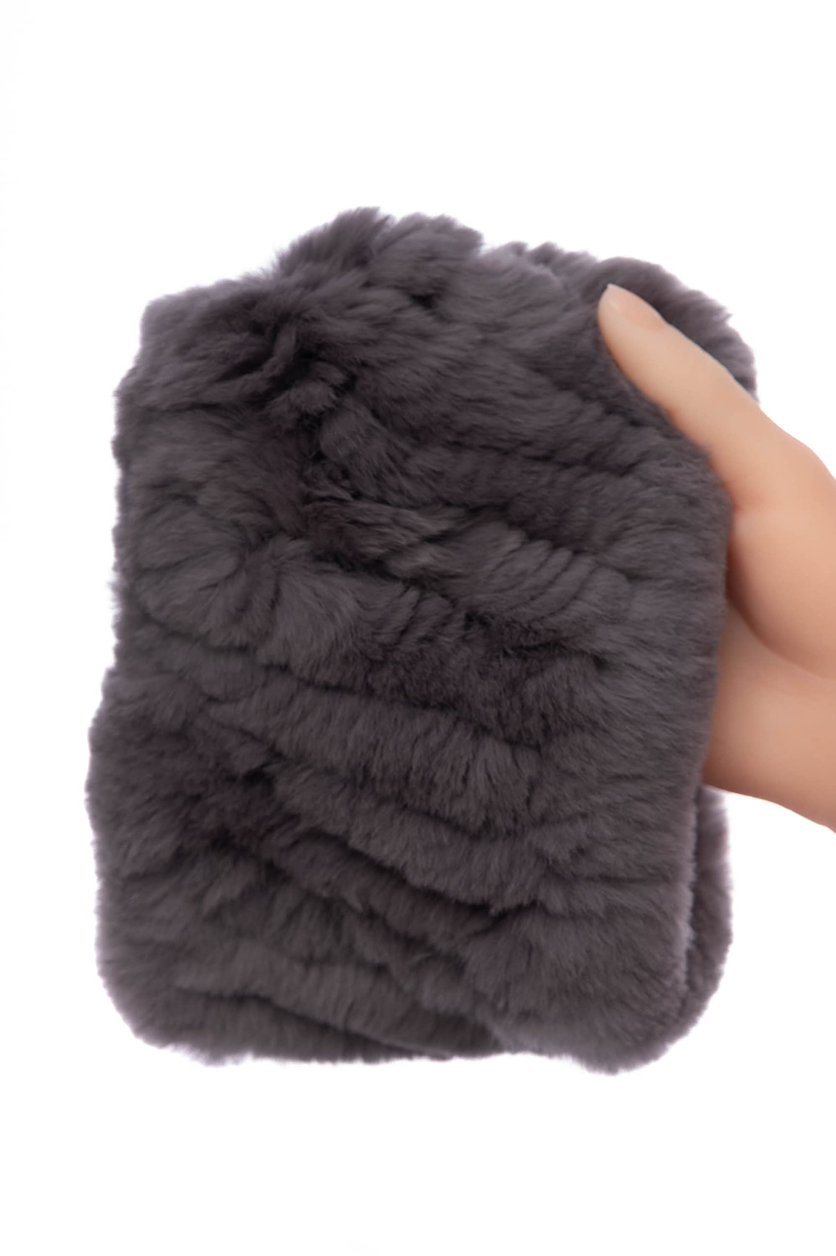 HEIZZI Women's Real Fur Headband & Neck Warmer - Rex Rabbit Fur, Soft & Fluffy Winter Accessory for Cold Weather - Perfect for Skiing, Snowboarding & Outdoor Activities