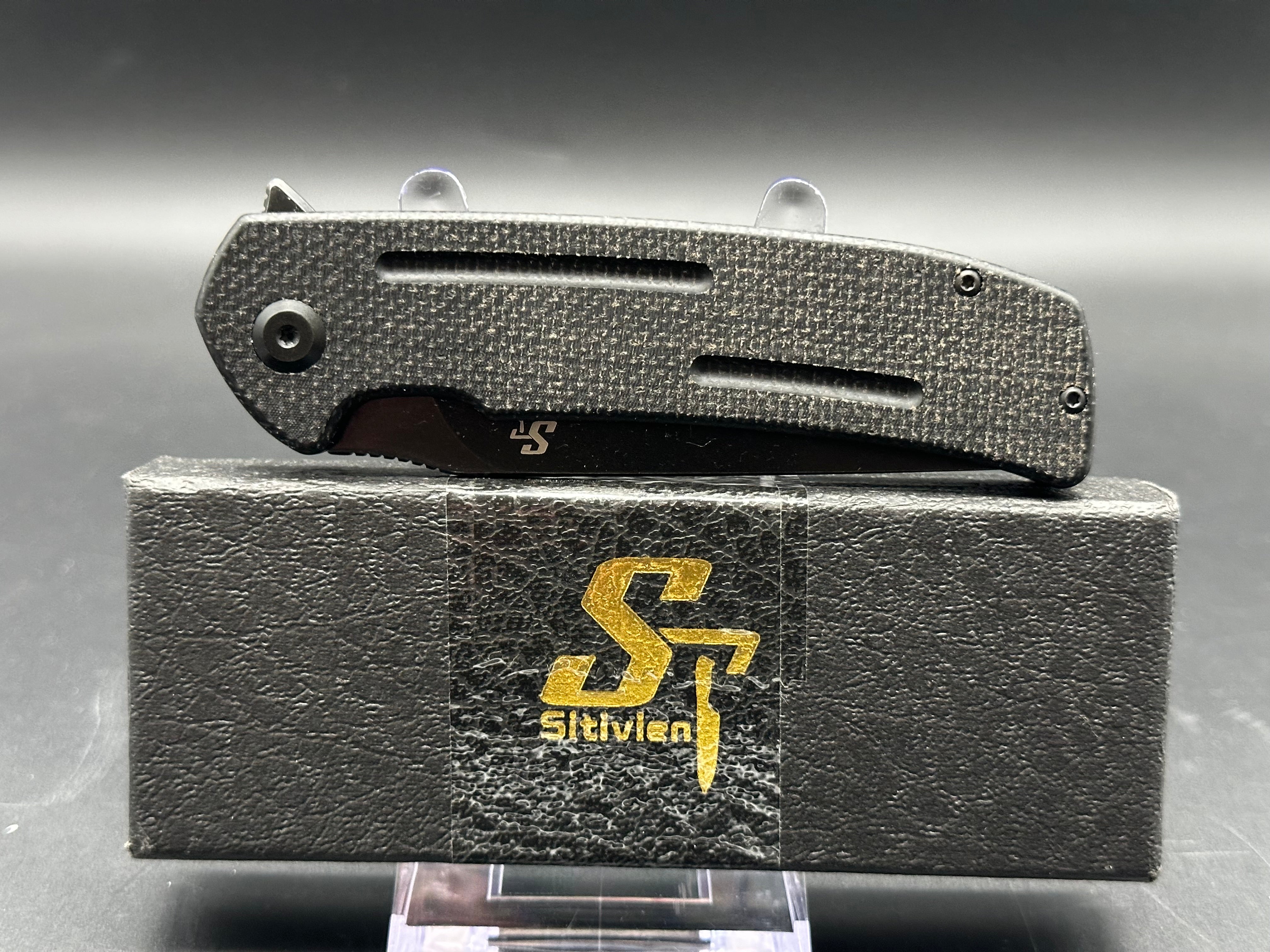 Sitivien ST133 Folding Pocket Knife - D2 Steel Blade, Micarta Handle - EDC, Camping, Hunting & Outdoor Survival Tool