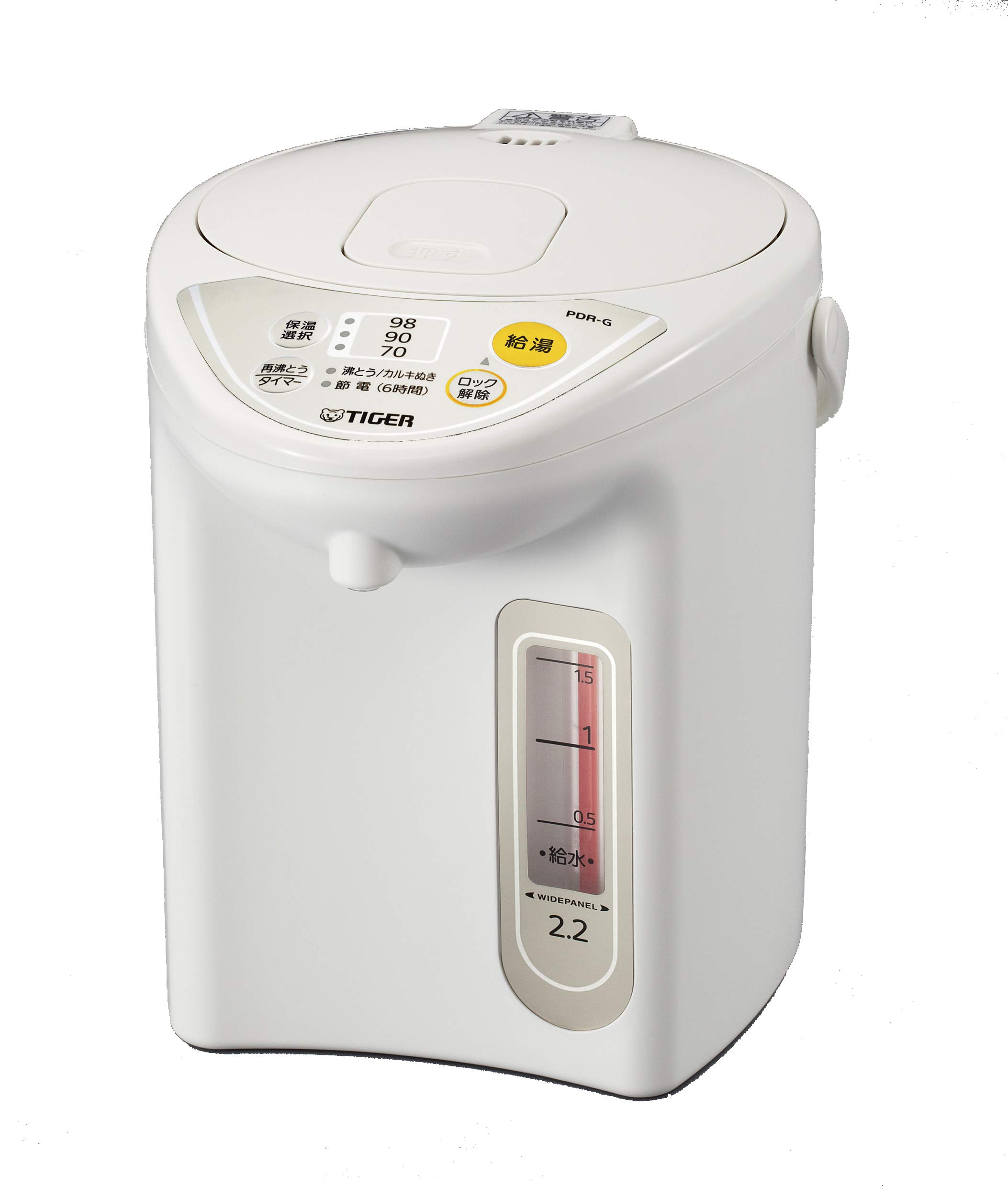 Tiger 2.2L Electric Kettle - Fast Boiling, Auto Shut-Off, Stainless Steel Interior, White (PDR-G220-W) - Perfect for Home, Office, Dorm & Tea/Coffee Brewing