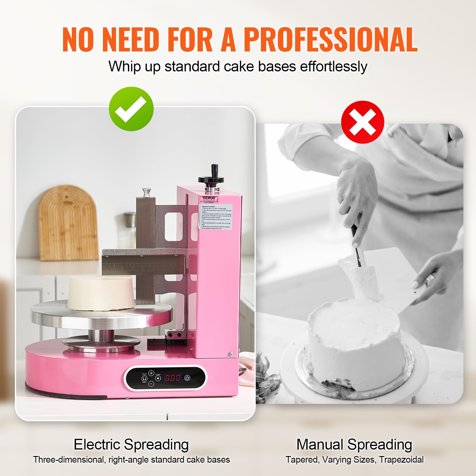 VEVOR Cake Decorating Machine - Low Noise Cake Frosting & Cream Spreading Coating Machine with Adjustable Scraper & Turntable (4