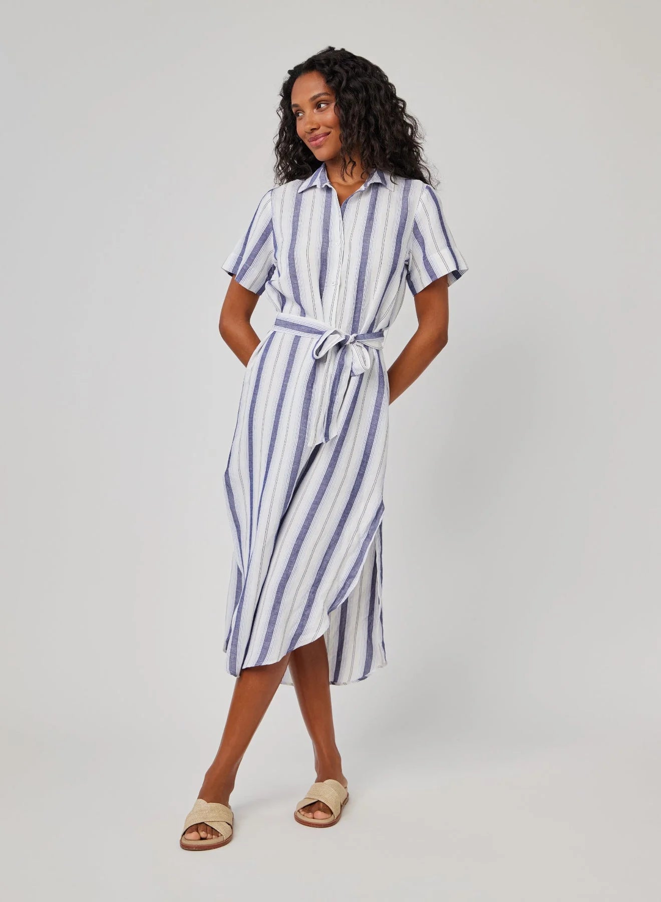 Coastal Ombre Stripe Round Hem Maxi Skirt Dress - Flowy Beach Cover Up for Summer Vacations & Boho Outfits