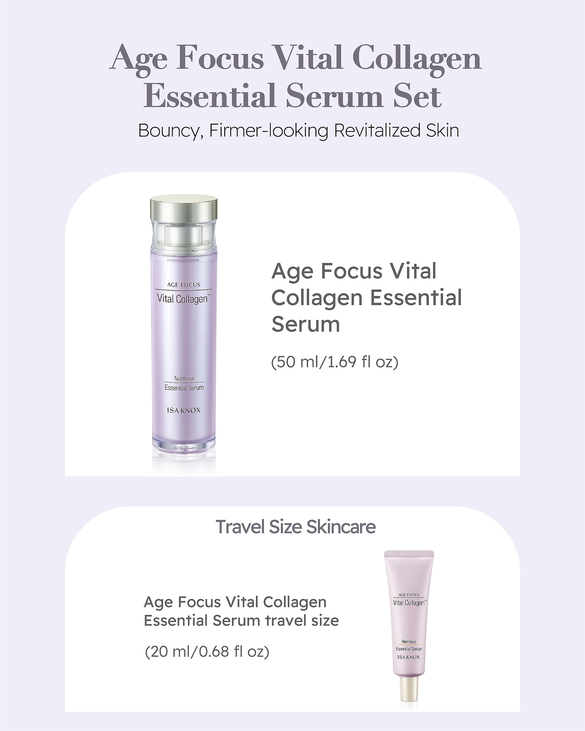 ISA KNOX AGE FOCUS VITAL COLLAGEN Essential Serum (2.4 fl oz) - Korean Anti-Aging Skincare with Hydrolyzed Collagen, Vitamin C, B12 & E - LG Beauty Ampoule for Wrinkles & Fine Lines - Perfect for Night Routine & Dry Skin Care