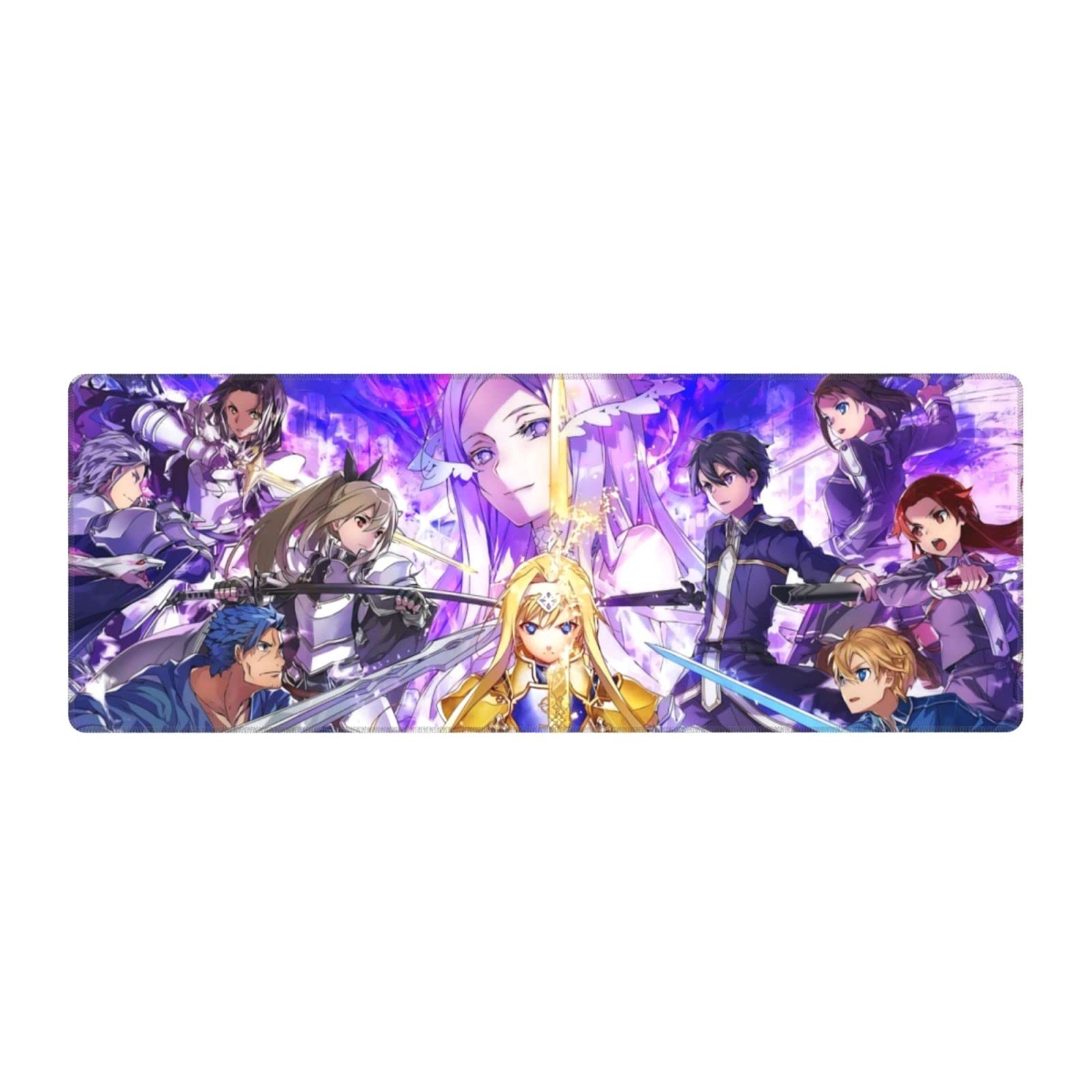 Sword Art Online Kirito & Asuna Large Gaming Mouse Pad - Non-Slip Rubber Base Extended Mousepad for PC, Laptop, Office (31.5x11.8 Inch) - Perfect for Anime Fans, Gamers & Computer Workstations
