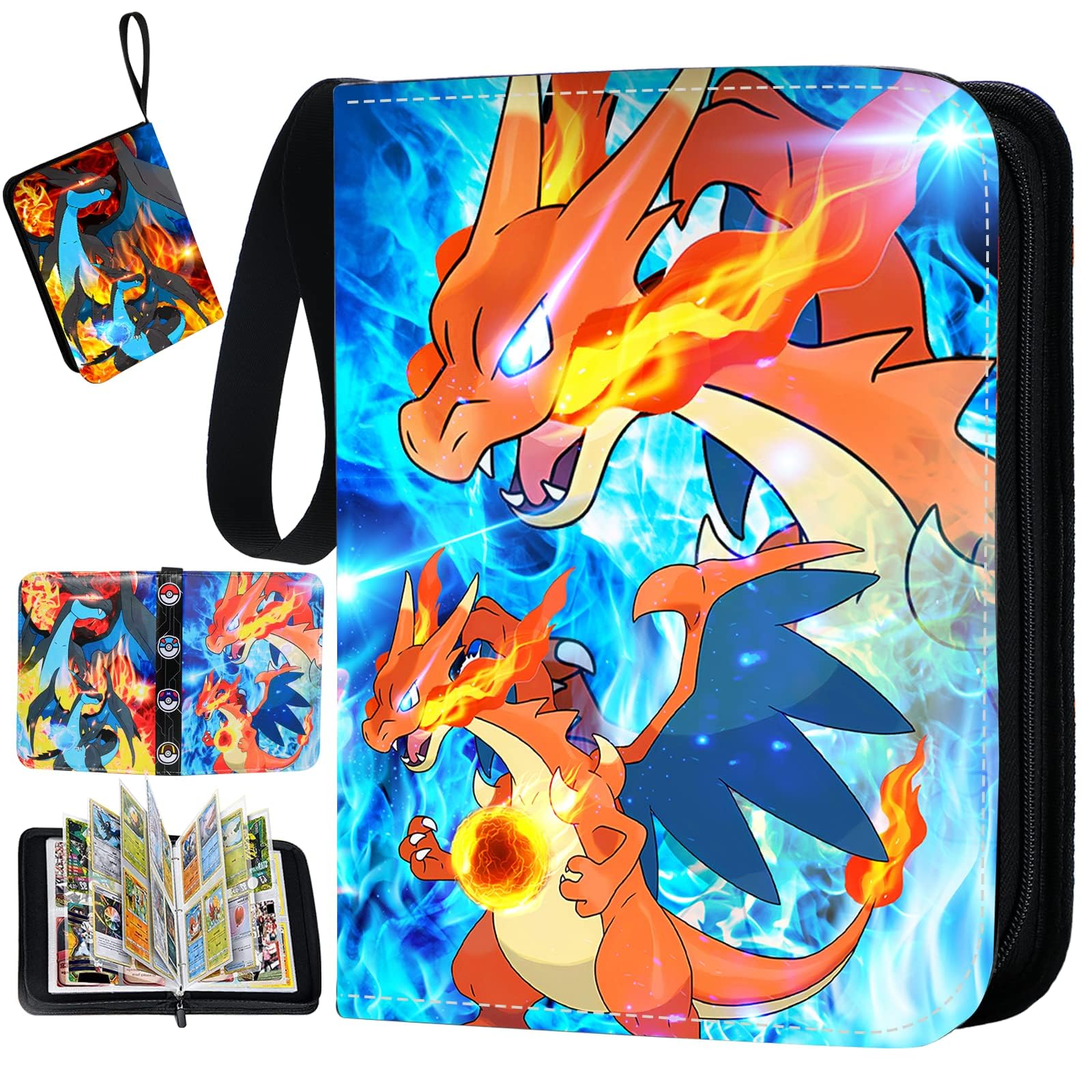 Premium 4-Pocket Pokemon Card Binder - Holds 400 Trading Cards with 50 Removable Sleeves | Durable TCG Collection Book for Storage & Display | Perfect for Gaming Tournaments, Collectors & Card Organization