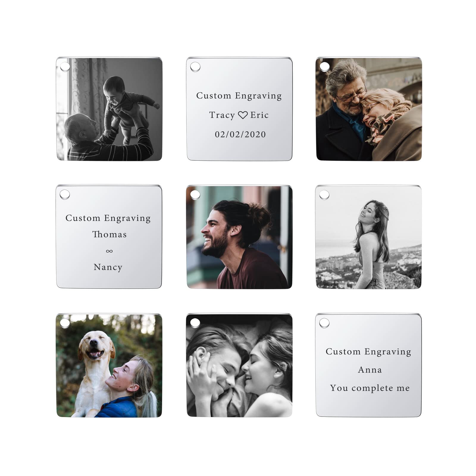 Custom Photo Keychain - Personalized Stainless Steel Keyring with Photo/Calendar/Text - Romantic Couples Gift for Him & Her - Perfect for Anniversaries, Valentine's Day & Birthday Presents