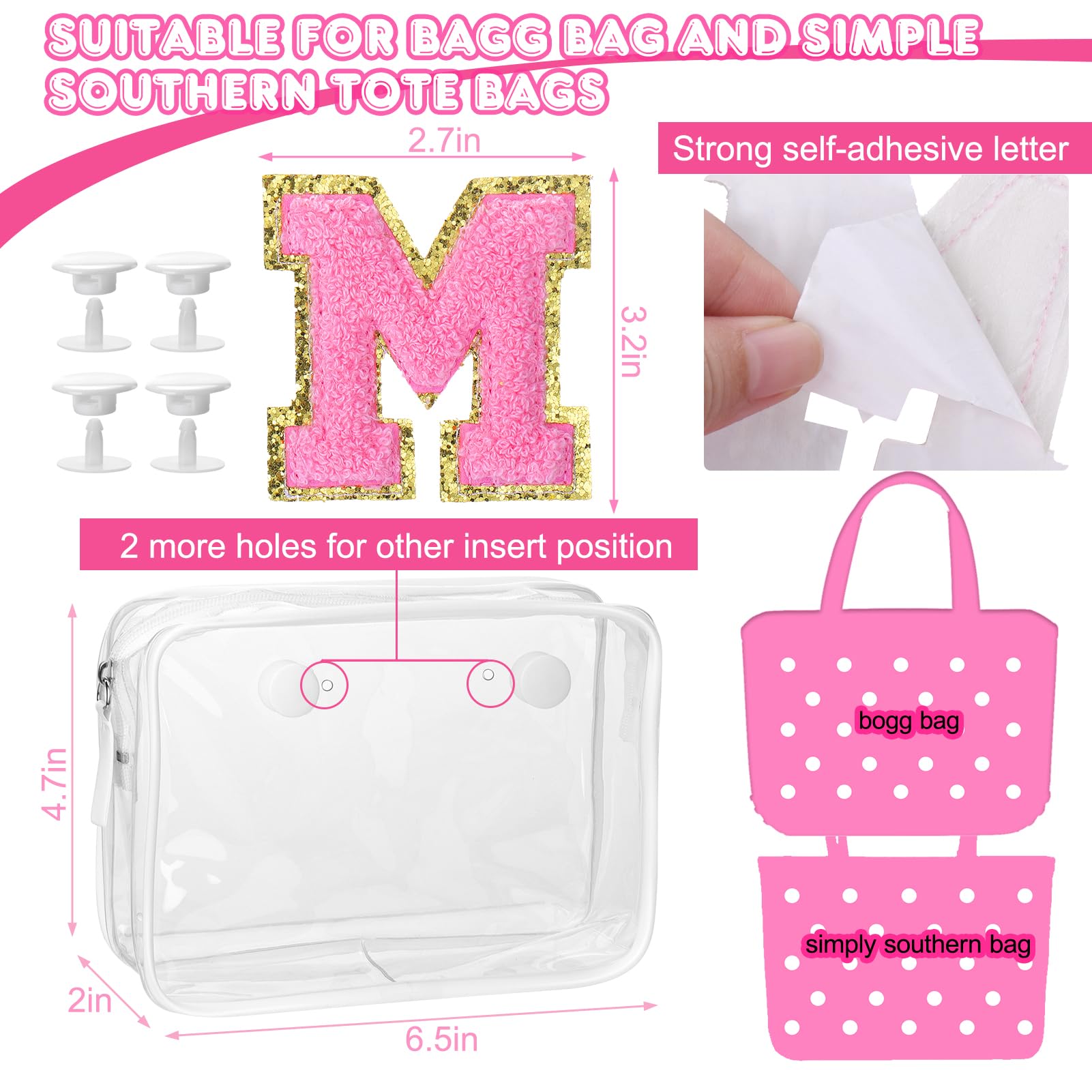 AIERSA Clear Phone Holder with Letter Charms - Bogg Bag Accessories Organizer for Simply Southern & All Beach Tote Bags - Perfect for Travel, Shopping, and Beach Outings