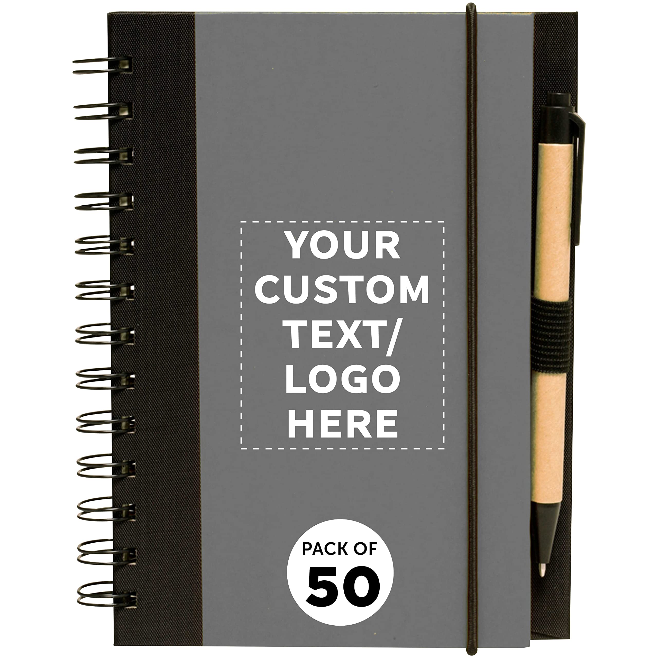 Custom Eco-Friendly Block Notebooks with Pens - 50-Pack Bulk Set, Personalized for Office, School & Business - Perfect for Meetings, Notes & Gifts - Smoke-Free Design