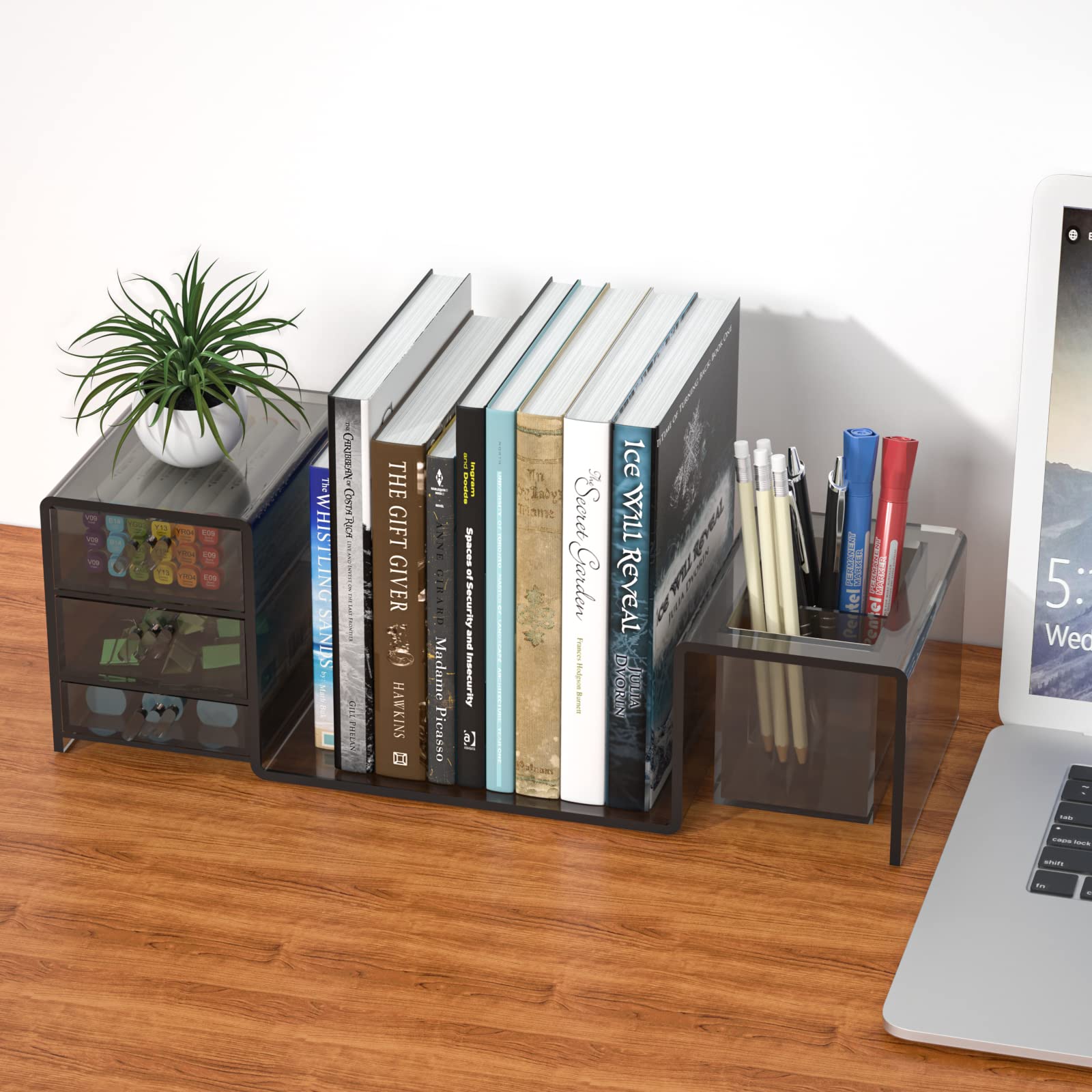 NUGGICET 3-Drawer Acrylic Desk Organizer - Office Bookshelf & Counter Storage for Home, School, Classroom - Brown | Perfect for Organizing Pens, Files & Supplies on Work Desks
