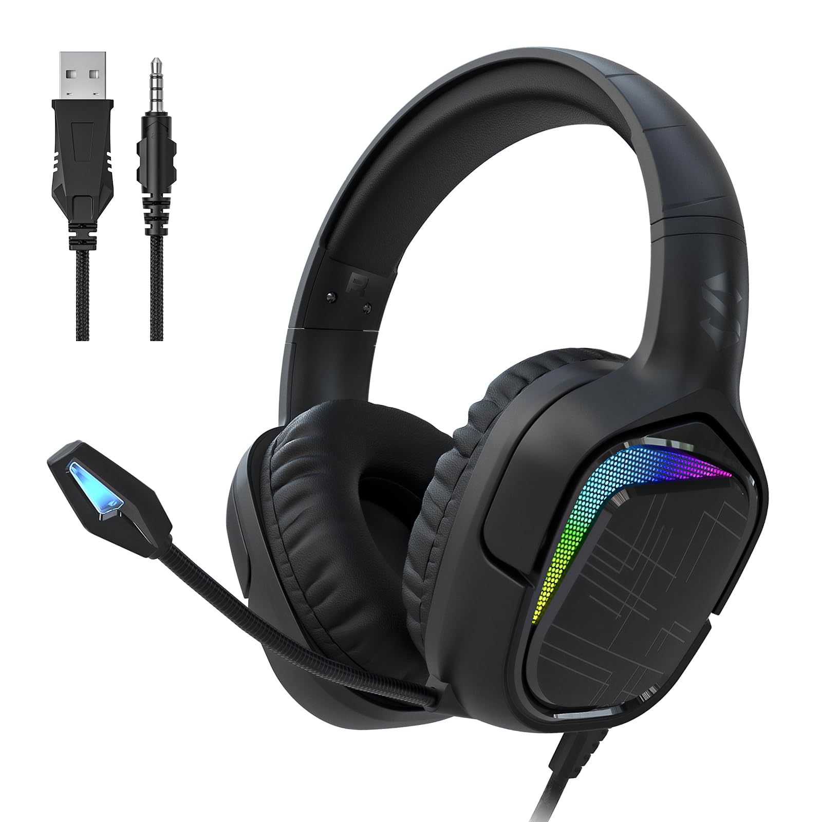 Black Shark Gaming Headset for PC, PS4, PS5, Xbox, Switch - All-in-1 Wired Gaming Headphones with 50mm Drivers, Noise Isolation Ear Cushions, Bendable Mic & In-line Controls - Perfect for FPS, RPG & Online Gaming (Goblin X1)