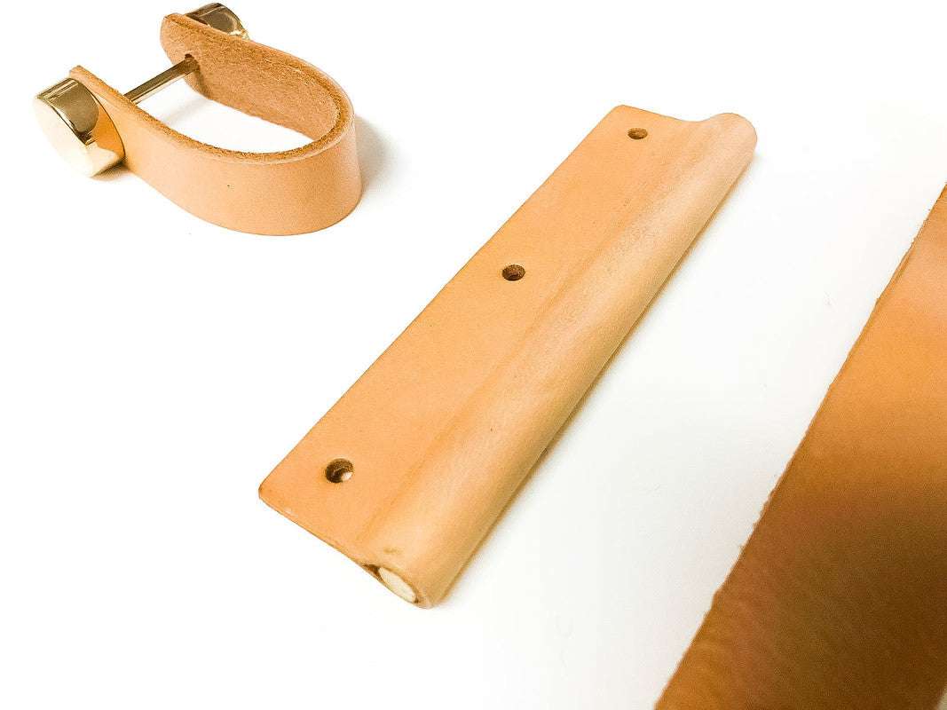 100% Genuine Leather Cabinet & Drawer Pulls - Gold Kitchen & Laundry Door Handles - Premium Hardware for Home & Office Furniture