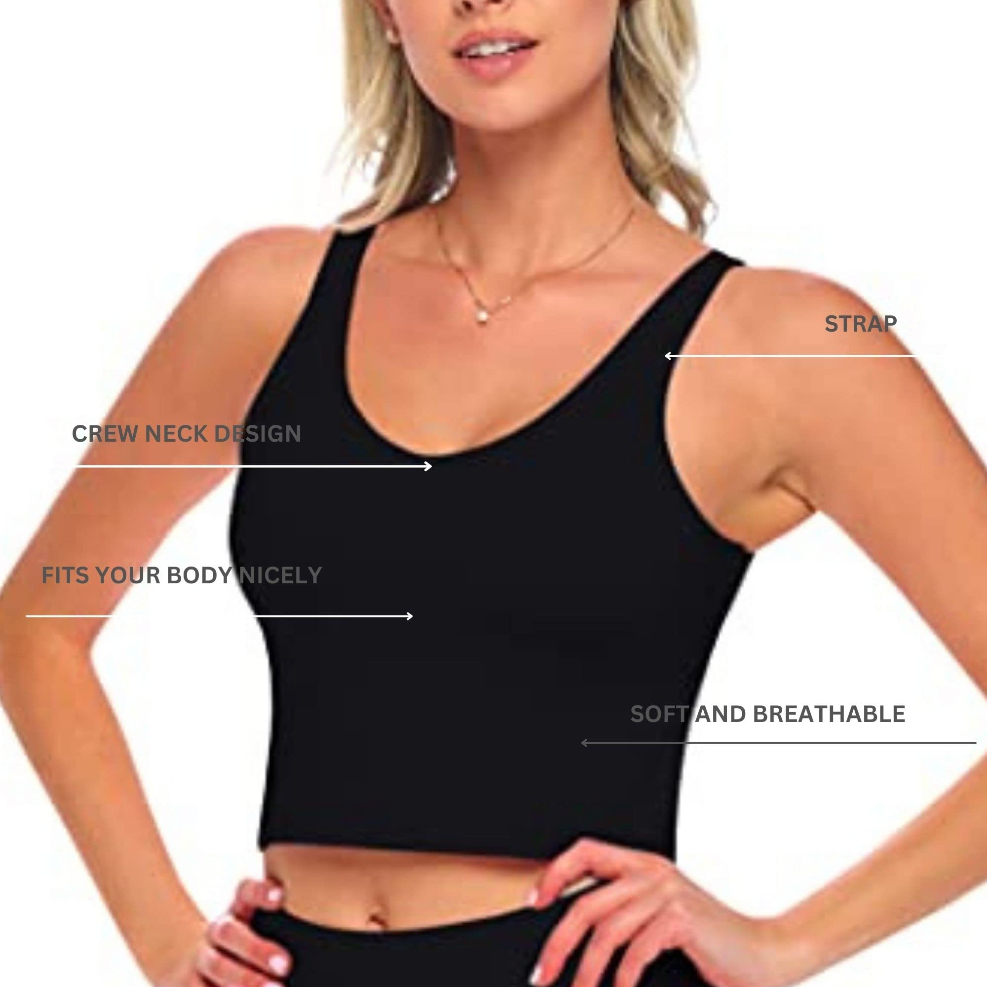 Women's Yoga Top & Sports Bra Set - M&M Scrubs Longline Wirefree Padded Medium Support Workout Bra with 5 Exercise Bands | Perfect for Yoga, Pilates, Gym & Home Fitness