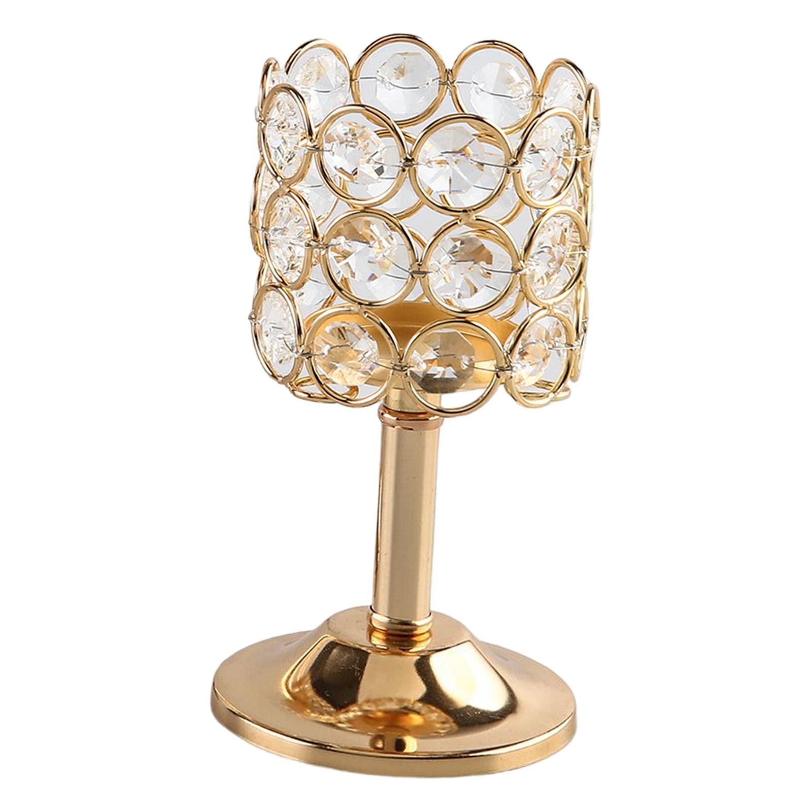 FAKEME Gold Candlestick Pillar Candle Holder - Elegant Wedding Centerpiece & Party Decor (8x16cm) - Perfect for Wedding Receptions, Romantic Dinners, and Home Decor