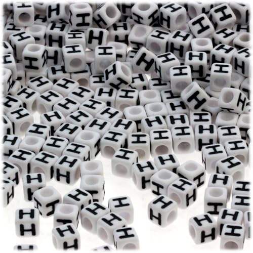 White with Black Text Letter H