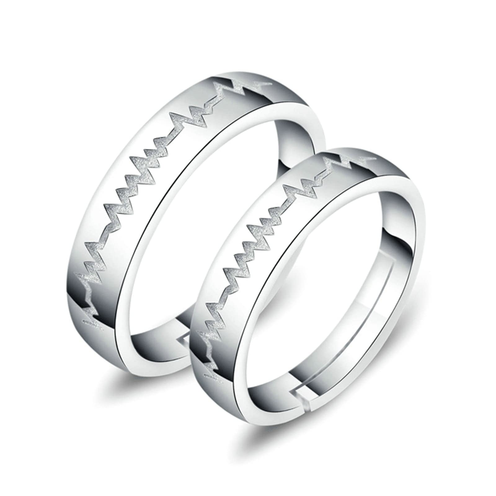 Affordable Engagement Rings for Women & Men - Heartbeat Sterling Silver Wedding Band, Adjustable Size - Perfect for Proposals, Anniversaries & Romantic Gifts